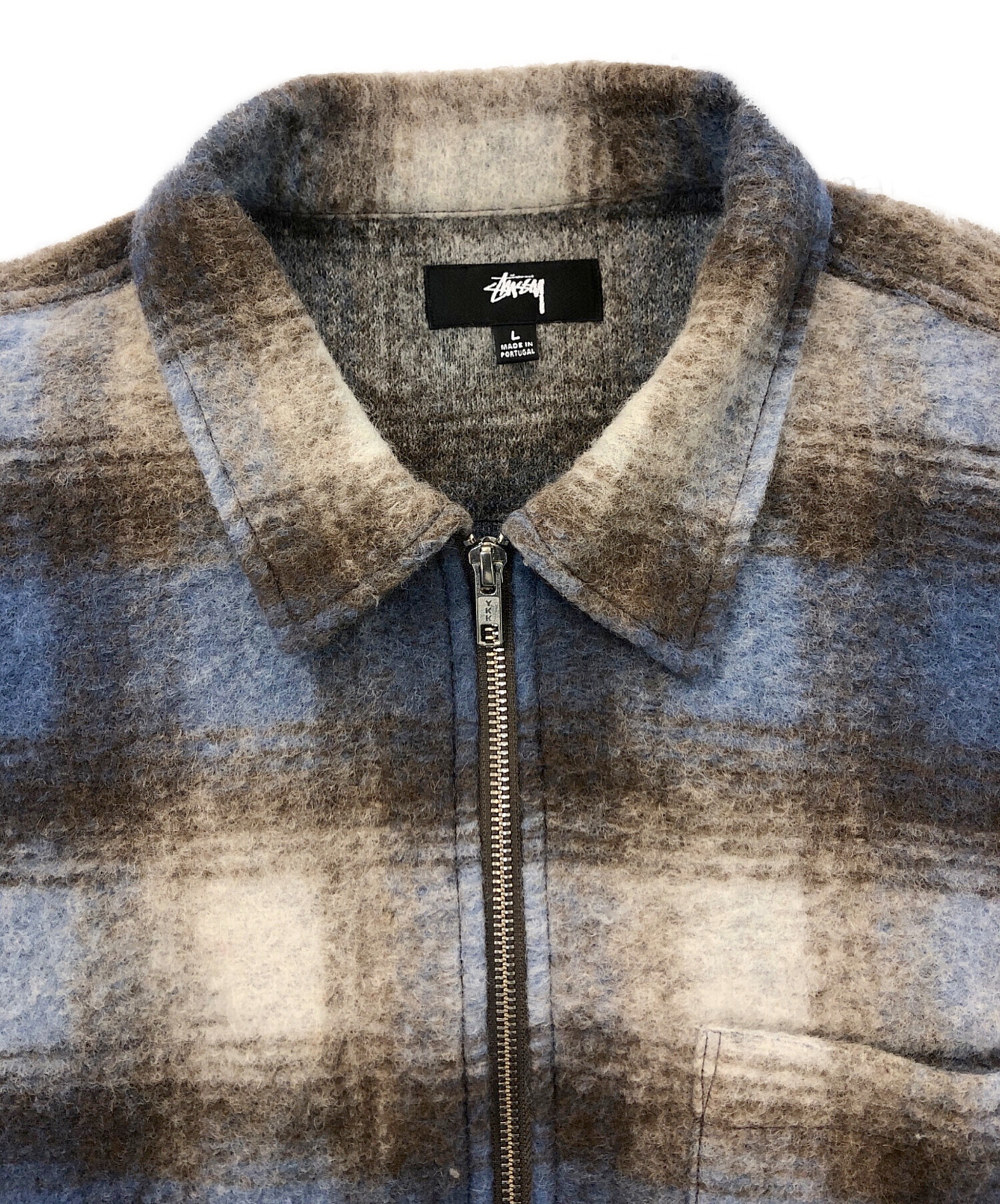 中古・古着通販】stussy (ステューシー) BRUSHED WOOL PLAID ZIP SHIRT 