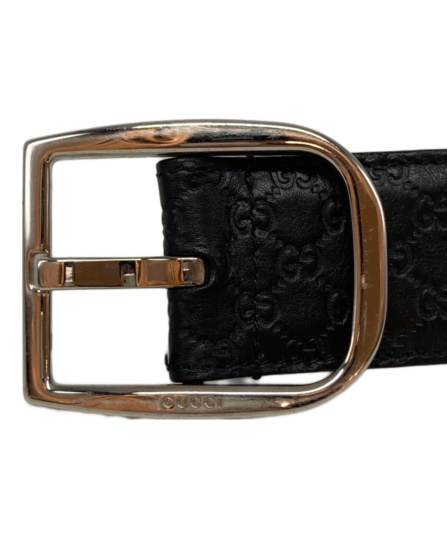 GUCCI GGキャンバスレザーベルト 中古・古着通販】GUCCI (グッチ) GGキャンバスベルト ブラック