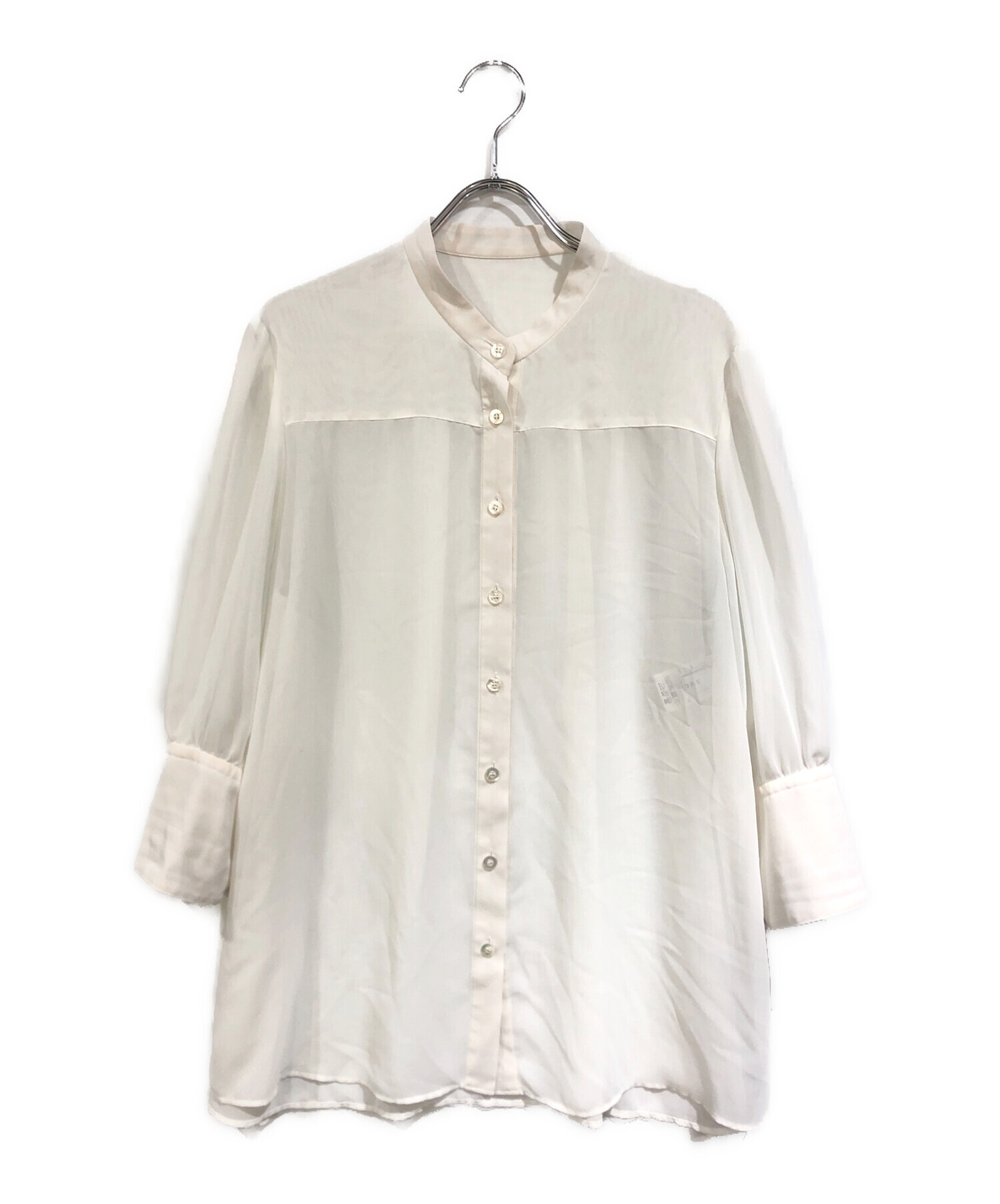 美品 アドーア スフレジョーゼットブラウス ホワイト 38 シャツ 楽天