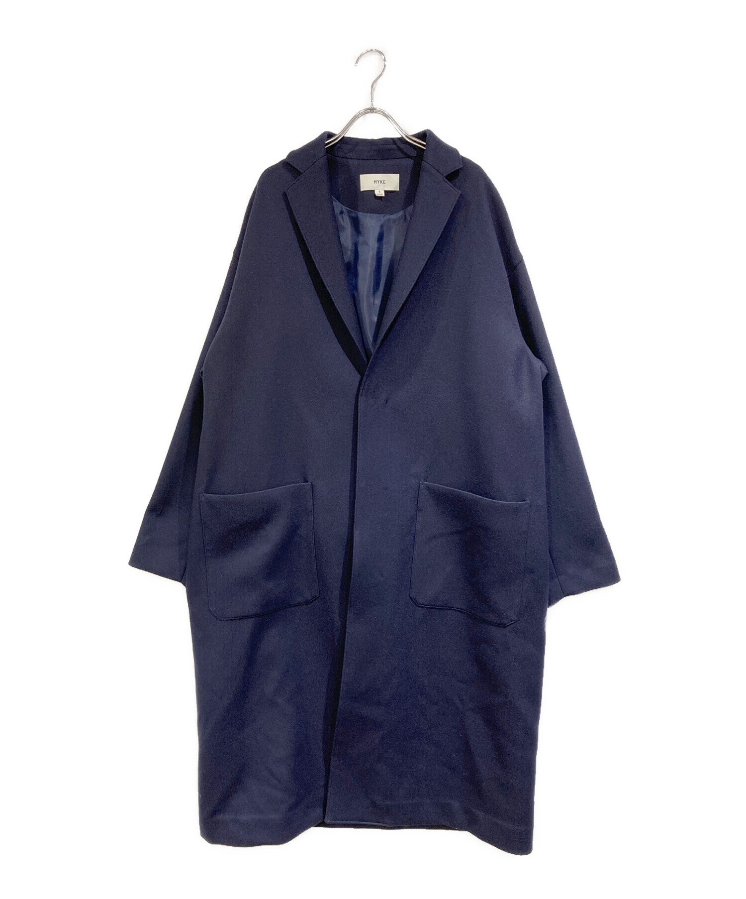 中古・古着通販】HYKE (ハイク) WOOL SHOP COAT ネイビー サイズ:SIZE 