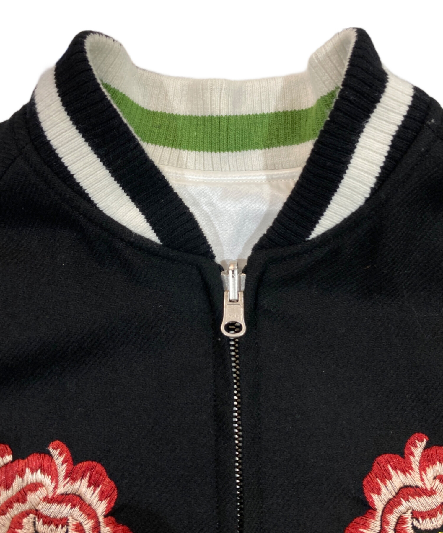 期間限定価格未使用　KENZO ケンゾー ジャケット ブルゾン　スタジャン　L 中古・古着通販】KENZO (ケンゾー) SOUVENIR JACKET ブラック×ホワイト