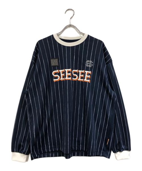 SEE SEE ロングスリーブゲームシャツ　長袖　サッカーシャツ　ネイビー 中古・古着通販】SEESEE (シーシー) Stripes For Creative (ストライプ