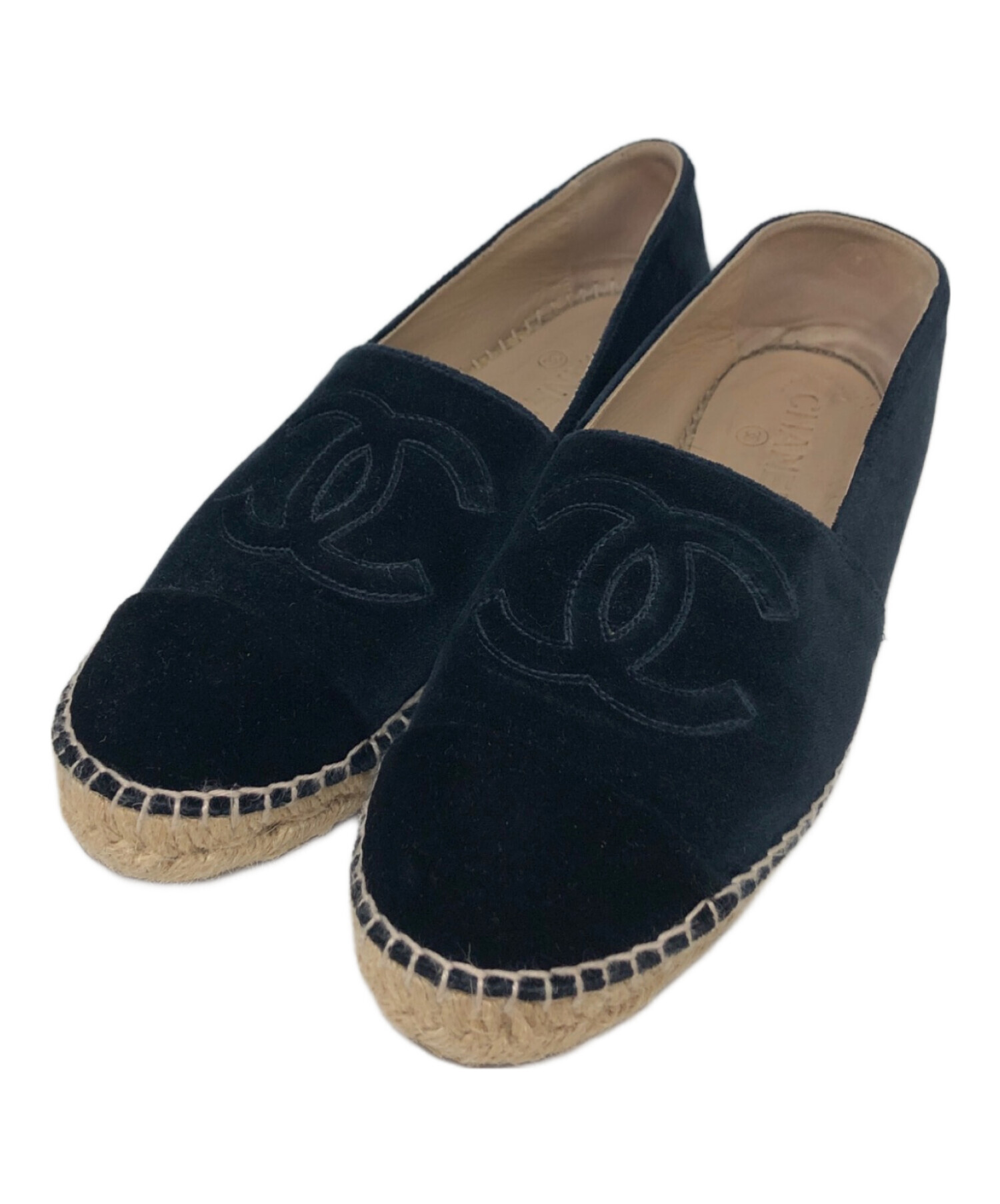 美品 CHANEL エスパドリーユ スリッポン スニーカー 37 黒紺 シャネル 2242017680.jpg?1755333465