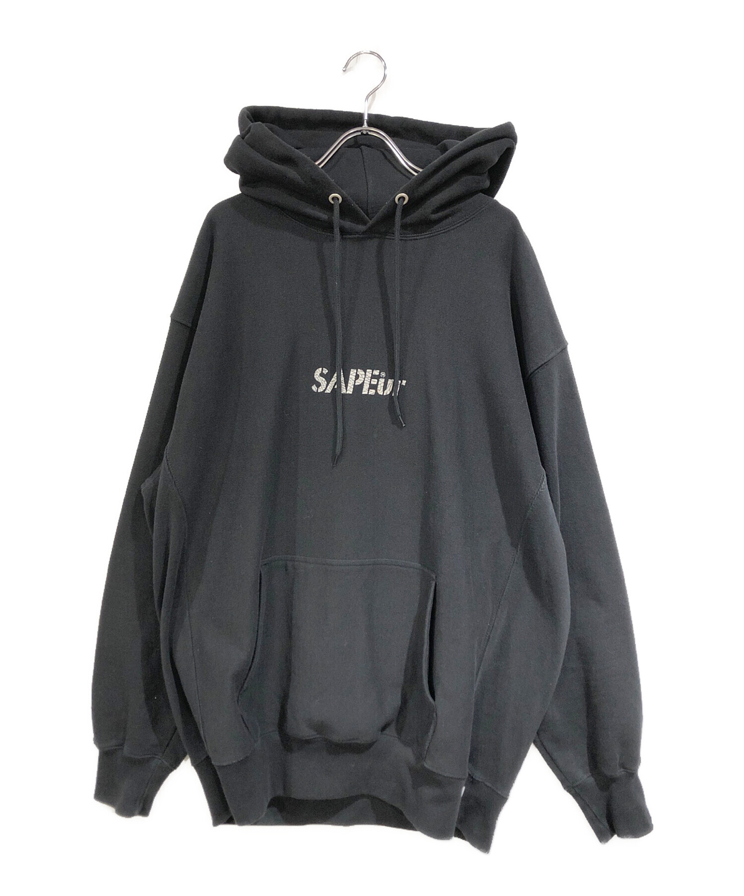 中古・古着通販】SAPEur (サプール) プリントパーカー ブラック サイズ 