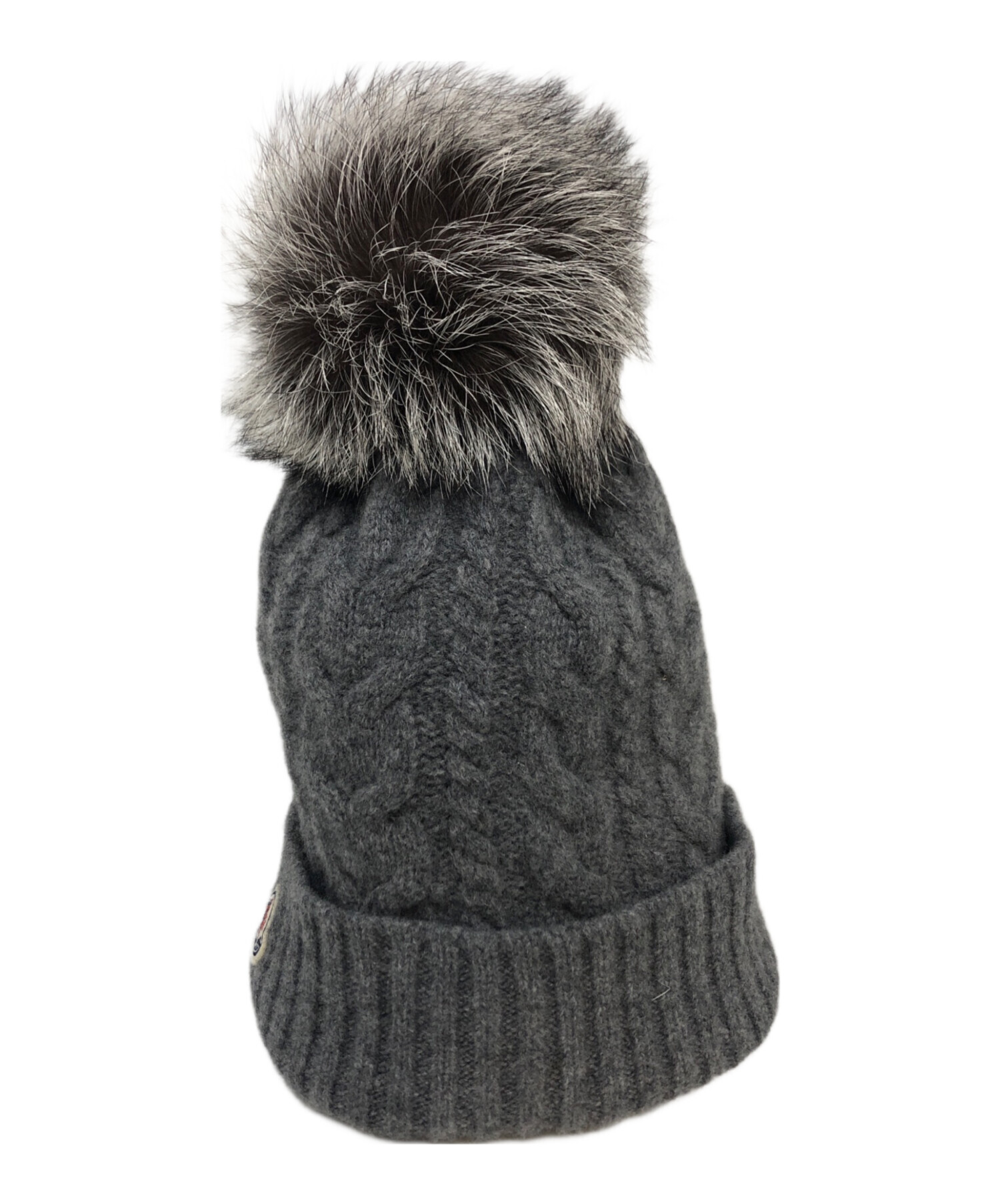 中古・古着通販】MONCLER (モンクレール) ロゴパッチニット帽 グレー