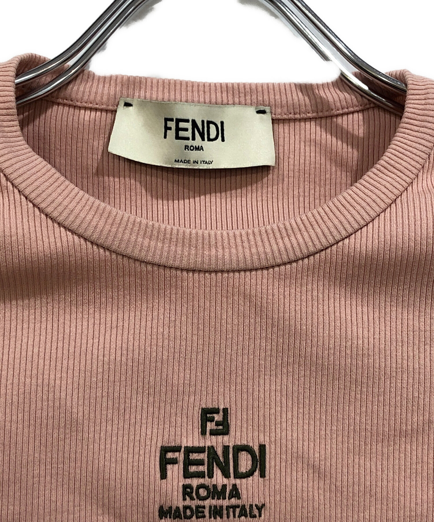 中古・古着通販】FENDI (フェンディ) 半袖リブカットソー ピンク