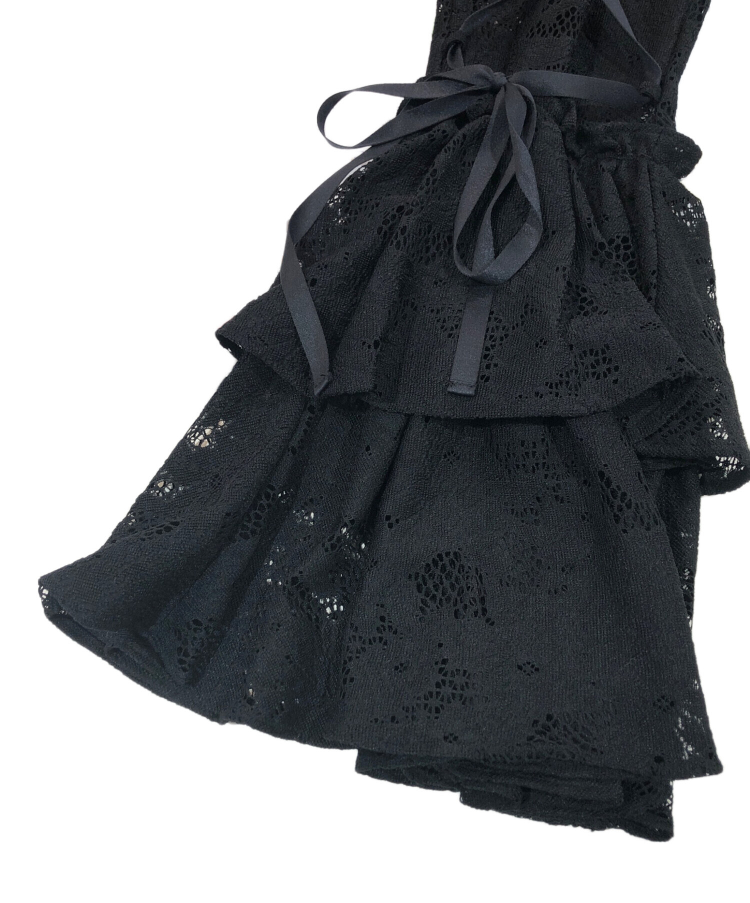 中古・古着通販】rurumu (ルルムウ) lace-up frill PT ブラック サイズ