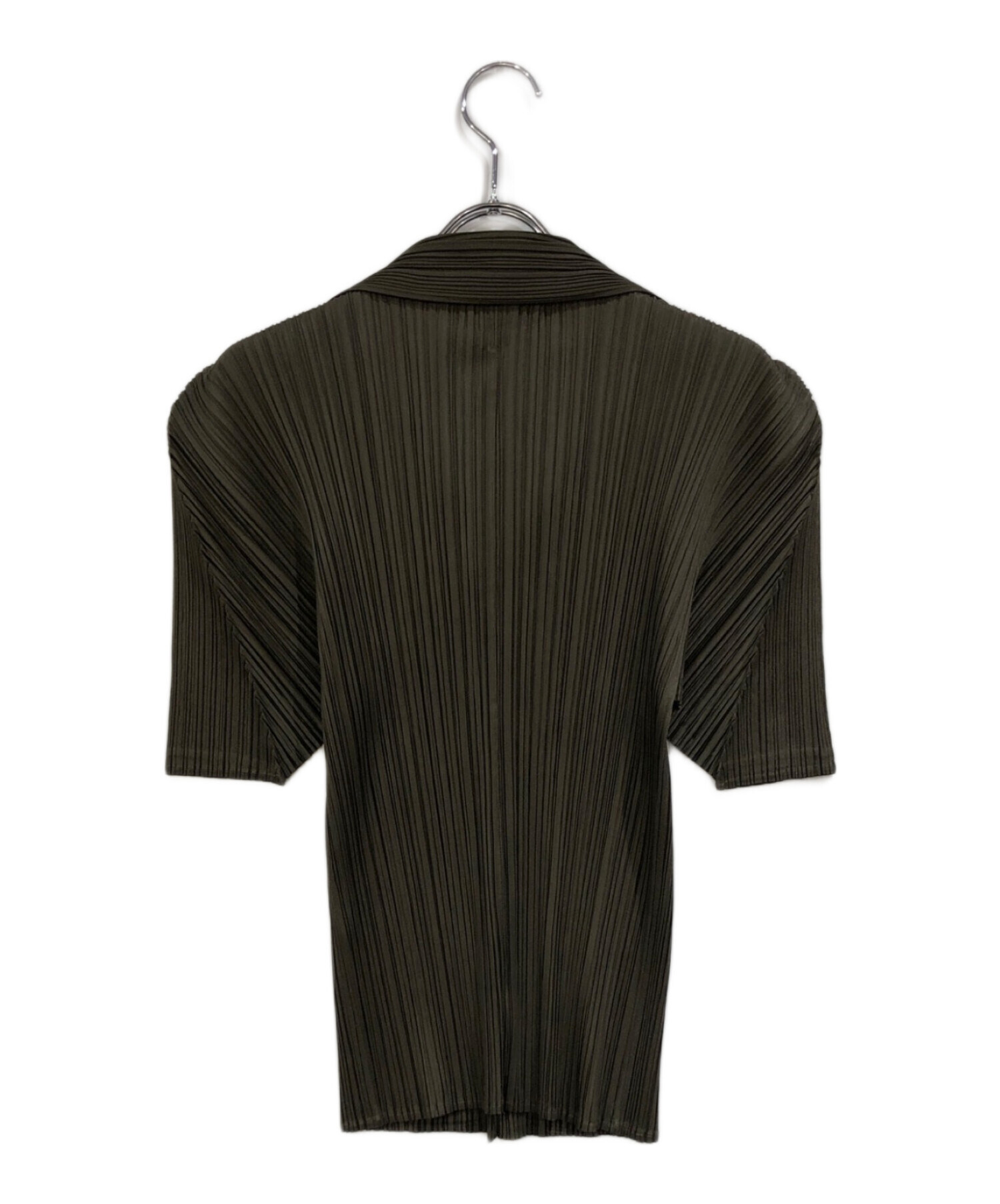 PLEATS PLEASE プリーツTシャツ 半袖 ダークグリーン 中古・古着通販】PLEATS PLEASE (プリーツプリーズ) プリーツオープン