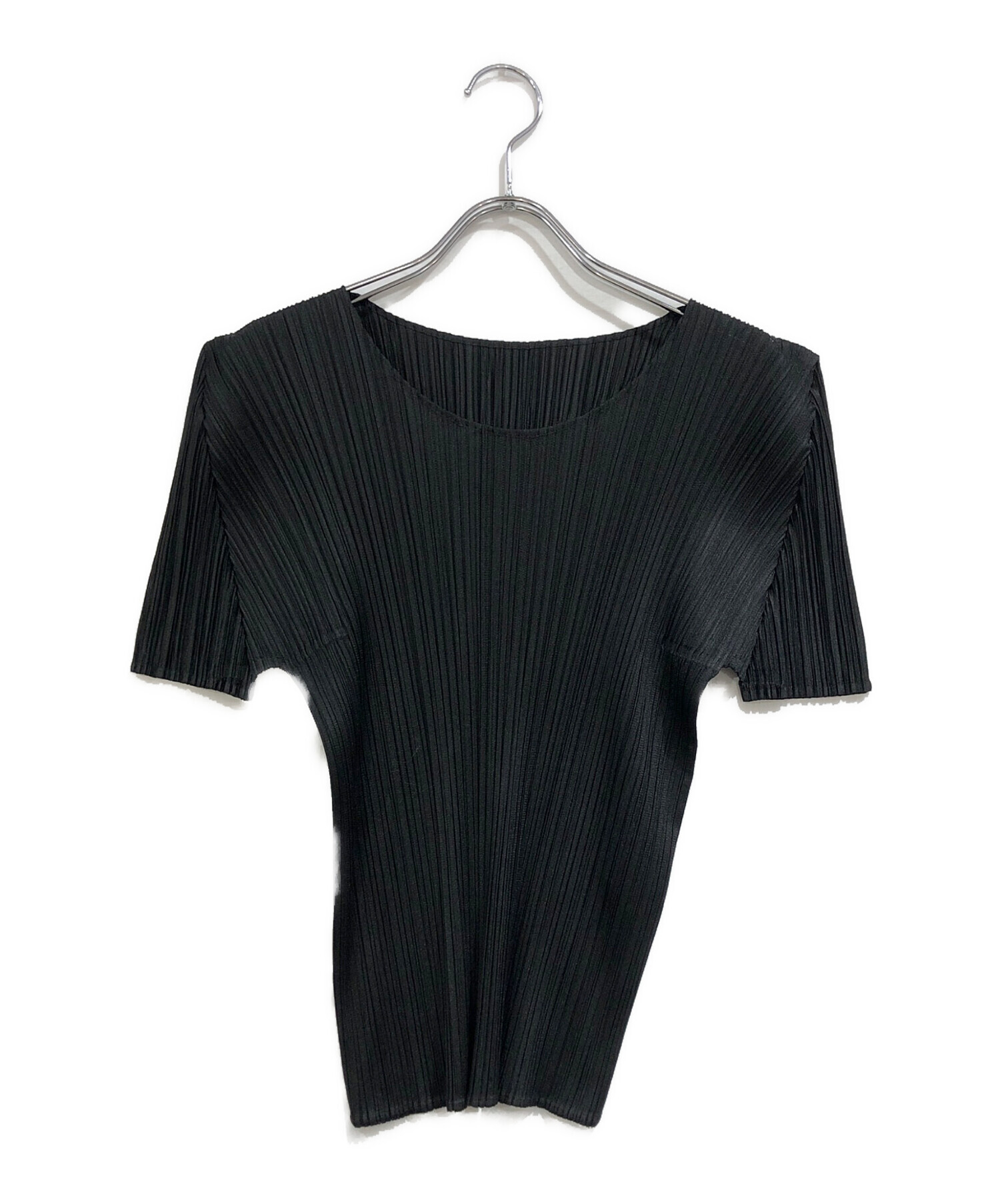 プリーツプリーズ半袖カットソー ブラック 中古・古着通販】PLEATS PLEASE (プリーツプリーズ) プリーツ