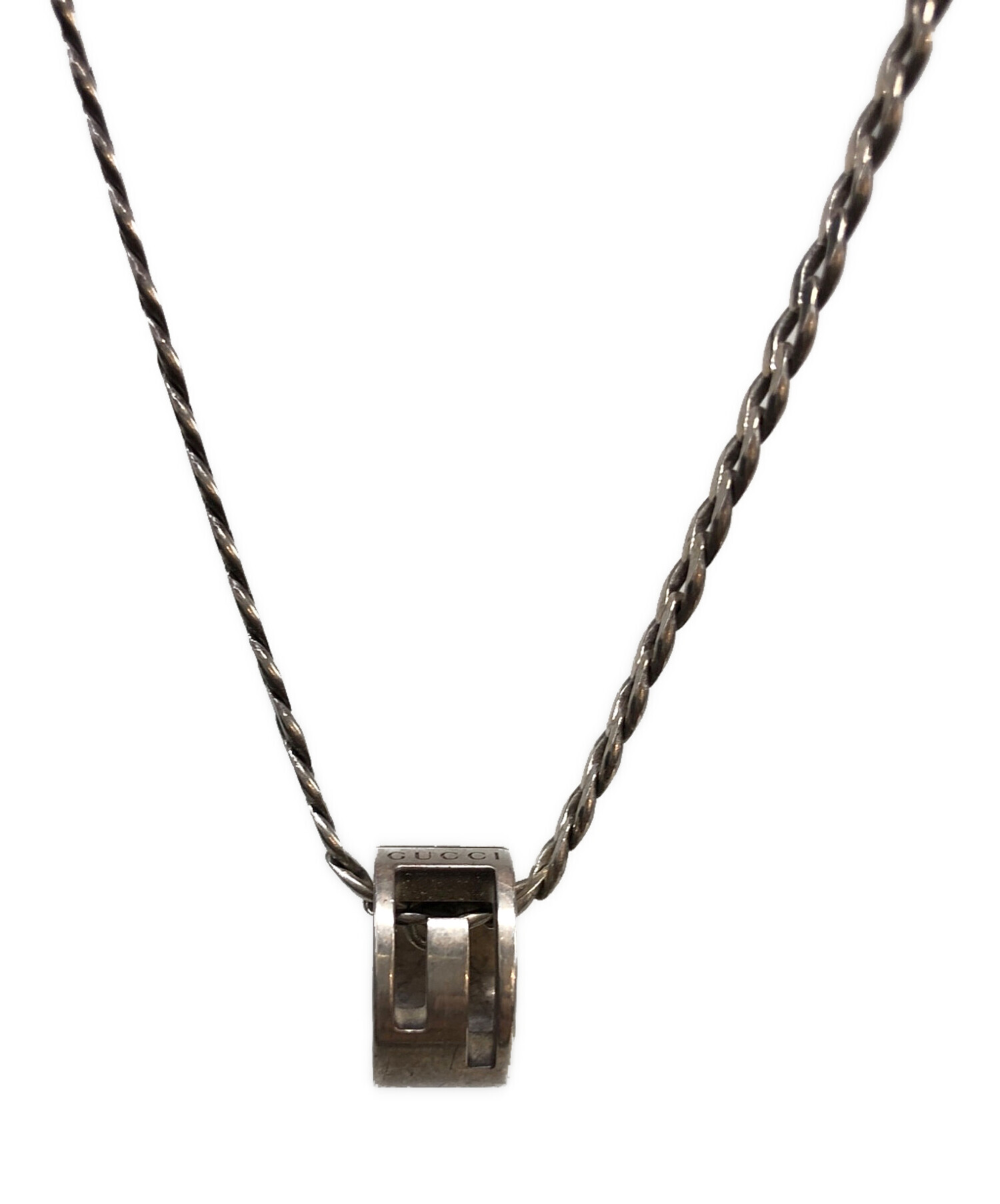 中古】GUCCI グッチ カットアウト Gリング ネックレス シルバー