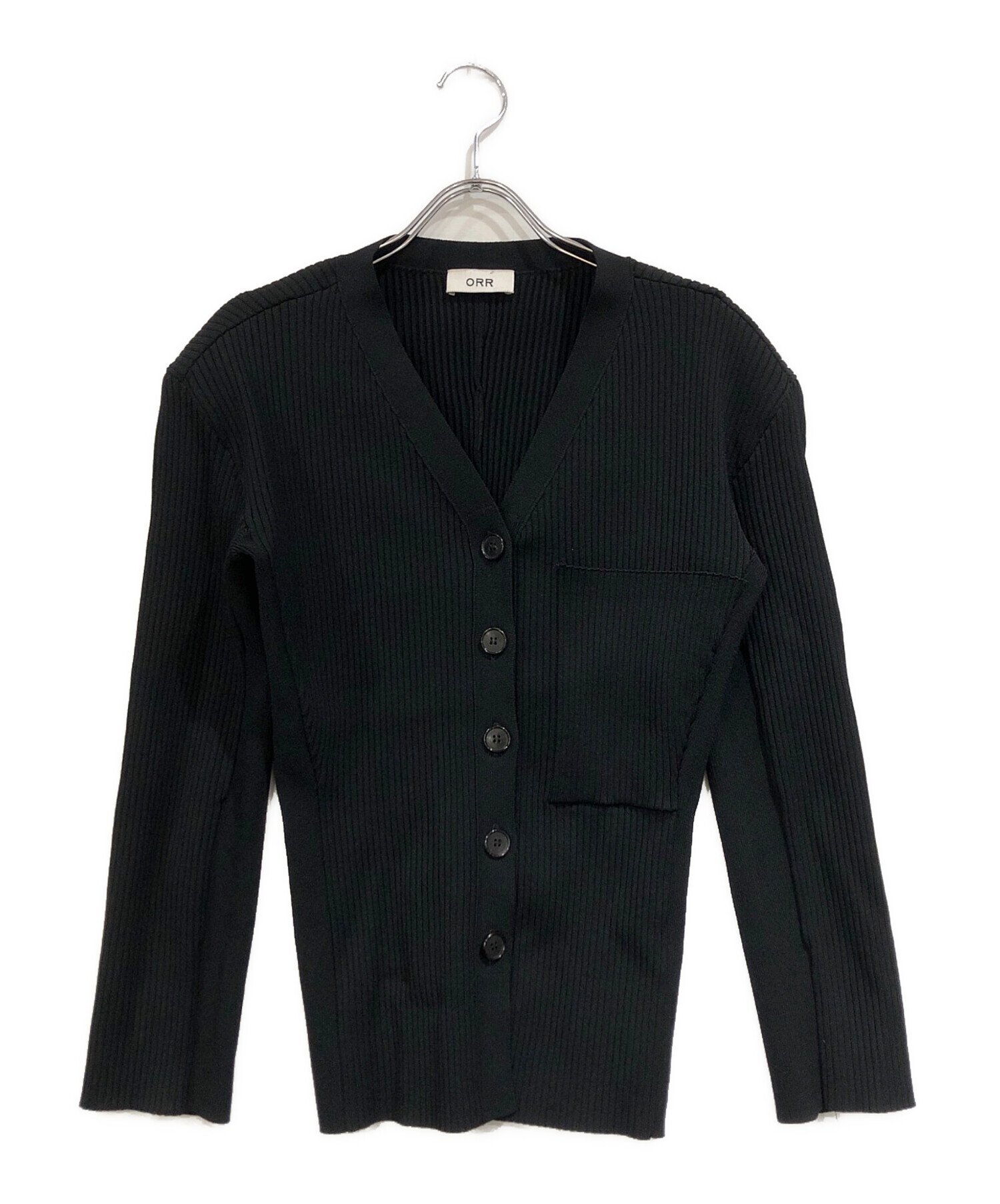 極美品　ORR オル　韓国　リブニットカーディガン　黒　サイズS 中古・古着通販】ORR (オル) Hourglass V-neck Knitted Cardigan