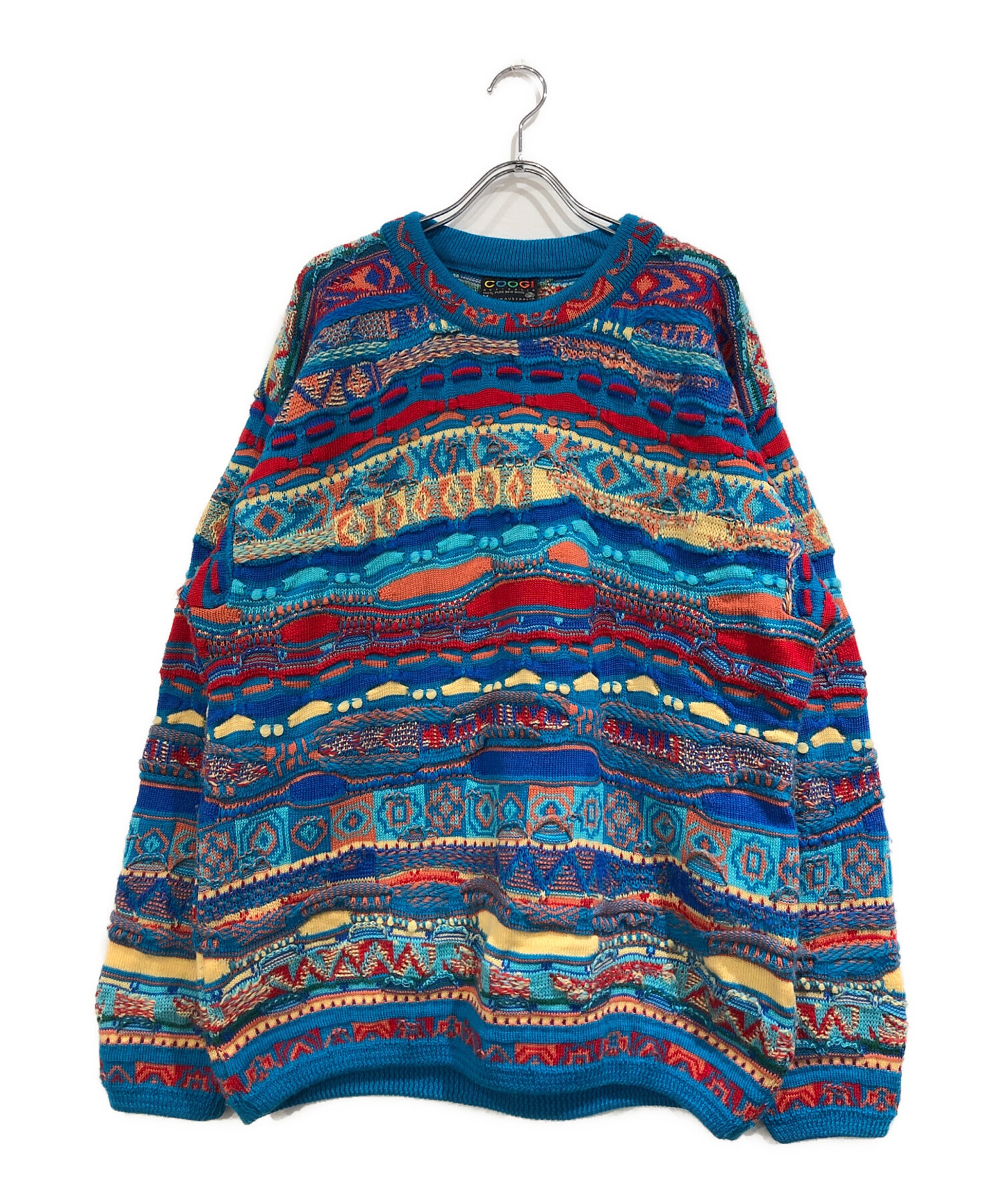 中古・古着通販】Coogi (クージー) 3Dニット ブルー×レッド サイズ