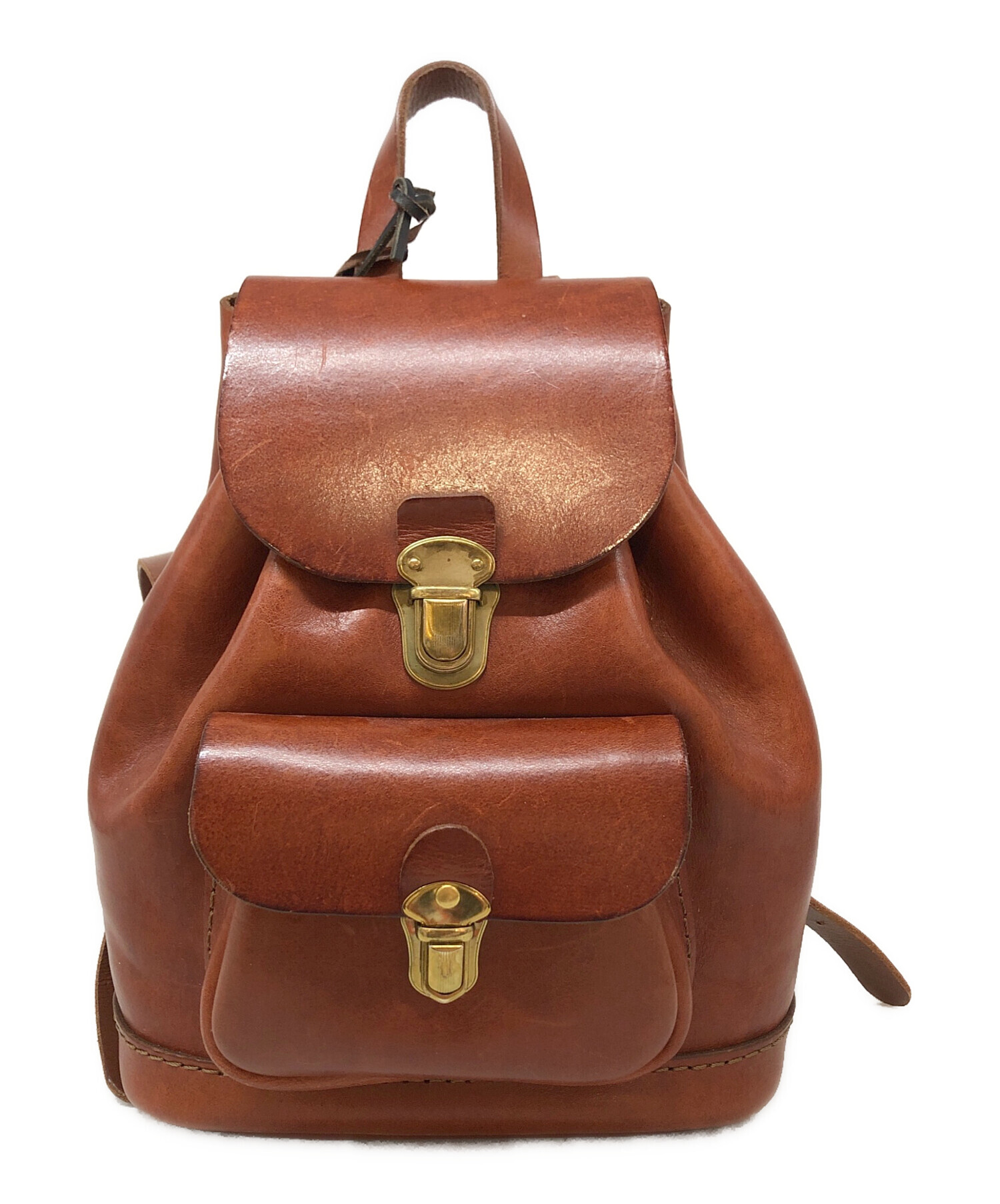 HERZ レザーリュック　ブラウン 中古・古着通販】Herz (ヘルツ) レザーミニリュック ブラウン