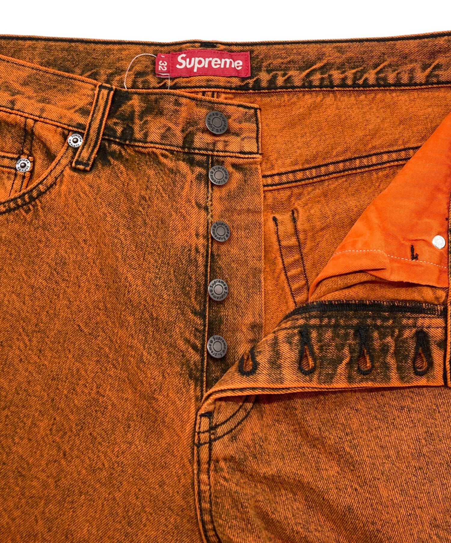 90s 00s supreme デニムパンツ W32 USA製 初期 中古・古着通販】SUPREME (シュプリーム) デニムパンツ オレンジ