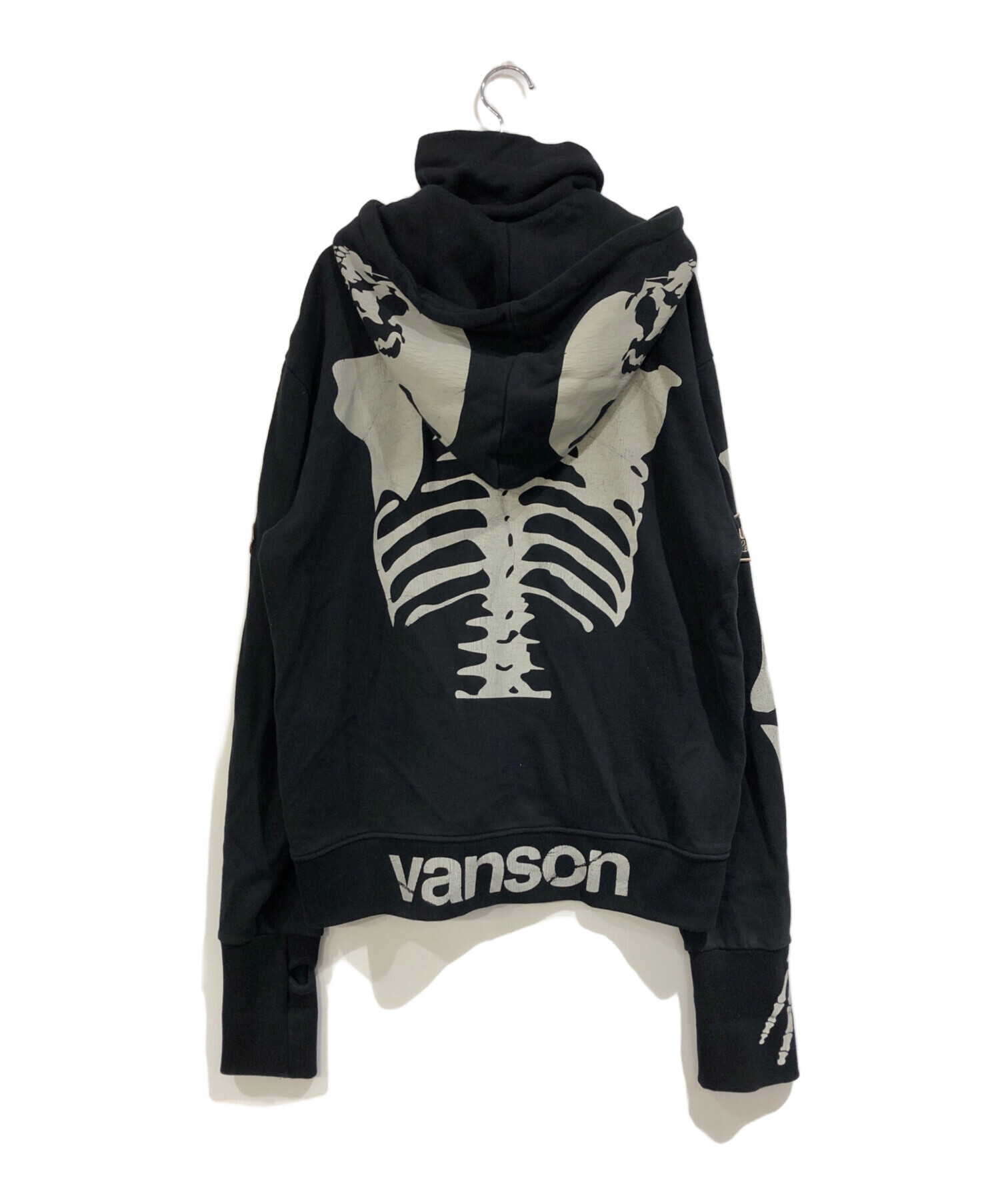 中古・古着通販】VANSON (バンソン) スカルジップパーカー ブラック