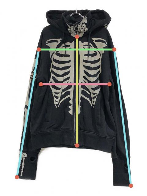 中古・古着通販】VANSON (バンソン) スカルジップパーカー ブラック