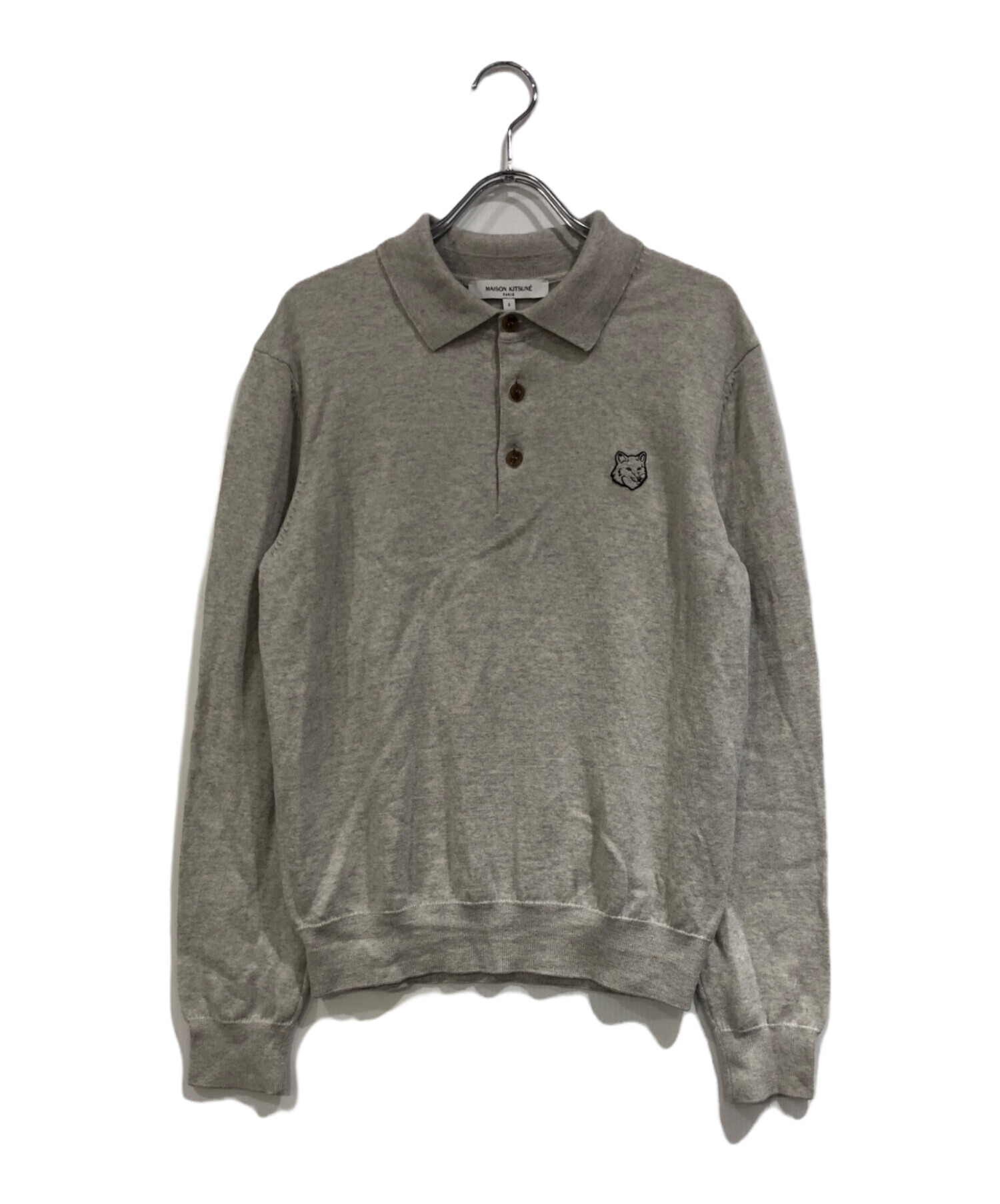 MAISON KITSUNE ニットポロシャツ 中古・古着通販】MAISON KITSUNE (メゾンキツネ) キツネワッペンニット