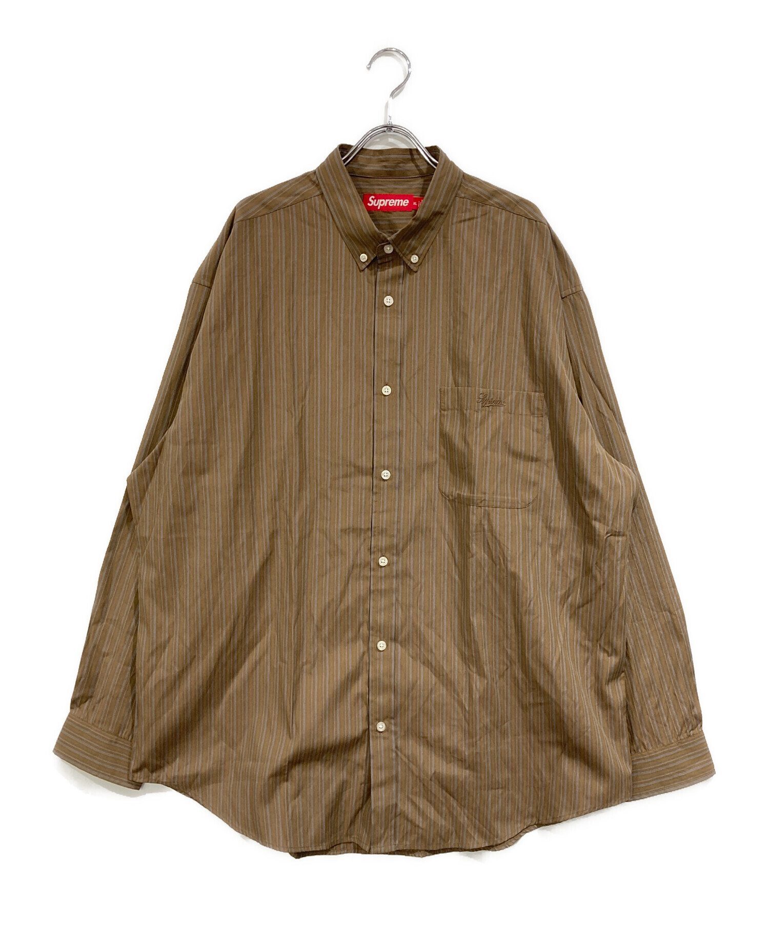 中古・古着通販】SUPREME (シュプリーム) Pinstripe Shirt ブラウン