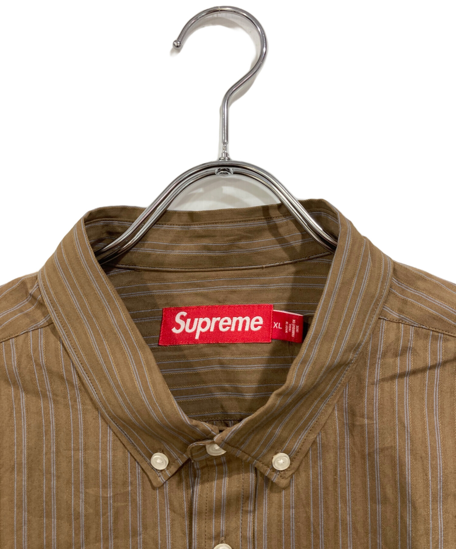 中古・古着通販】SUPREME (シュプリーム) Pinstripe Shirt ブラウン