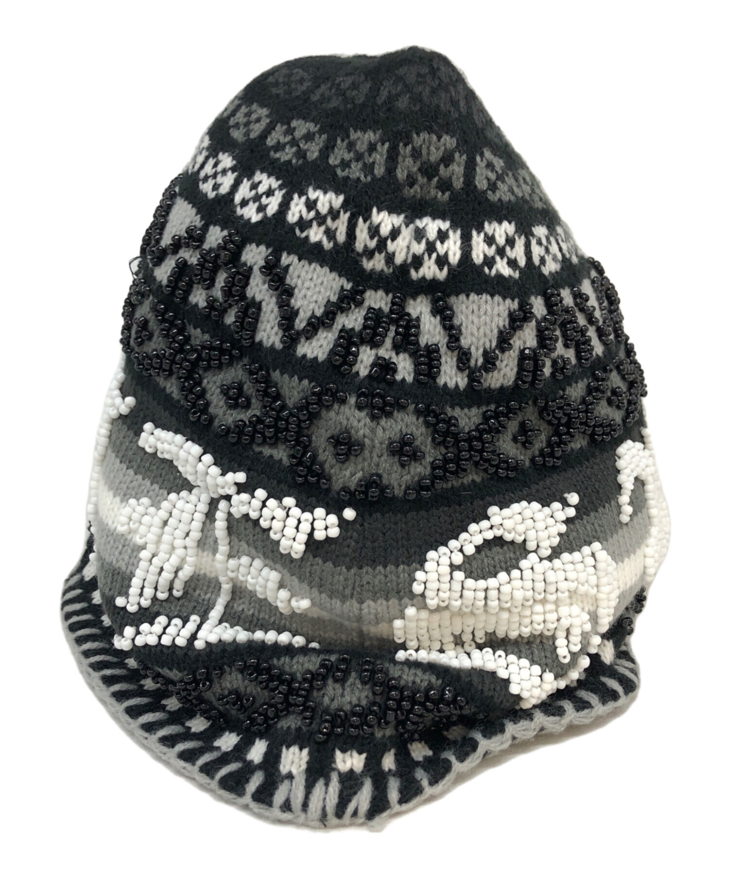Supreme ニット帽 グレー/黒 編み込み 中古・古着通販】Supreme (シュプリーム) beaded beanie グレー