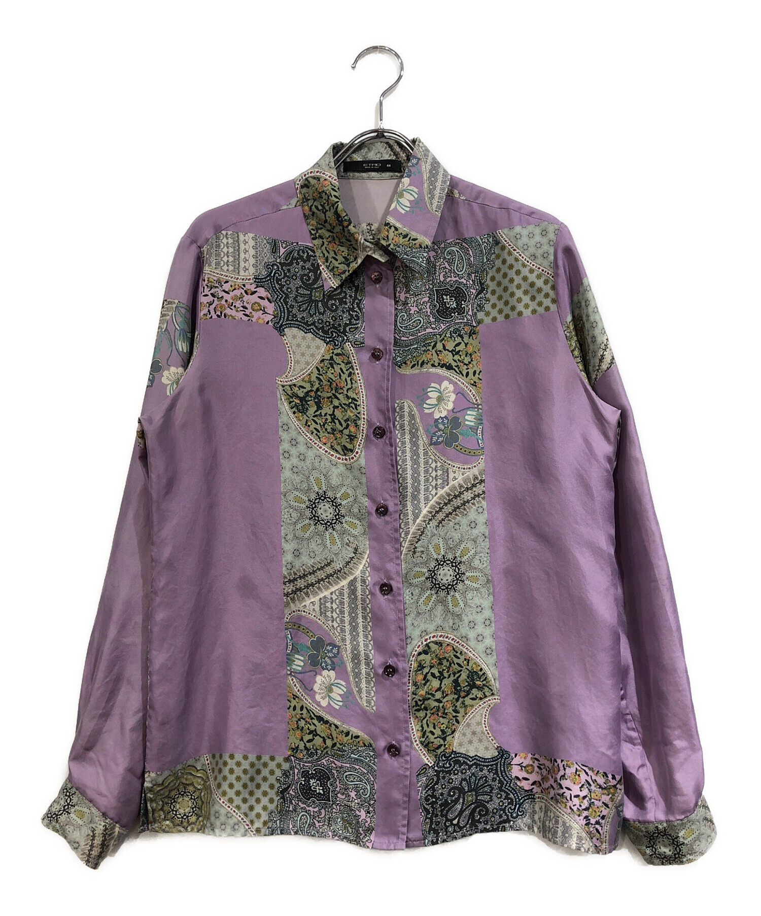 中古・古着通販】ETRO (エトロ) 総柄シルクシャツ パープル サイズ