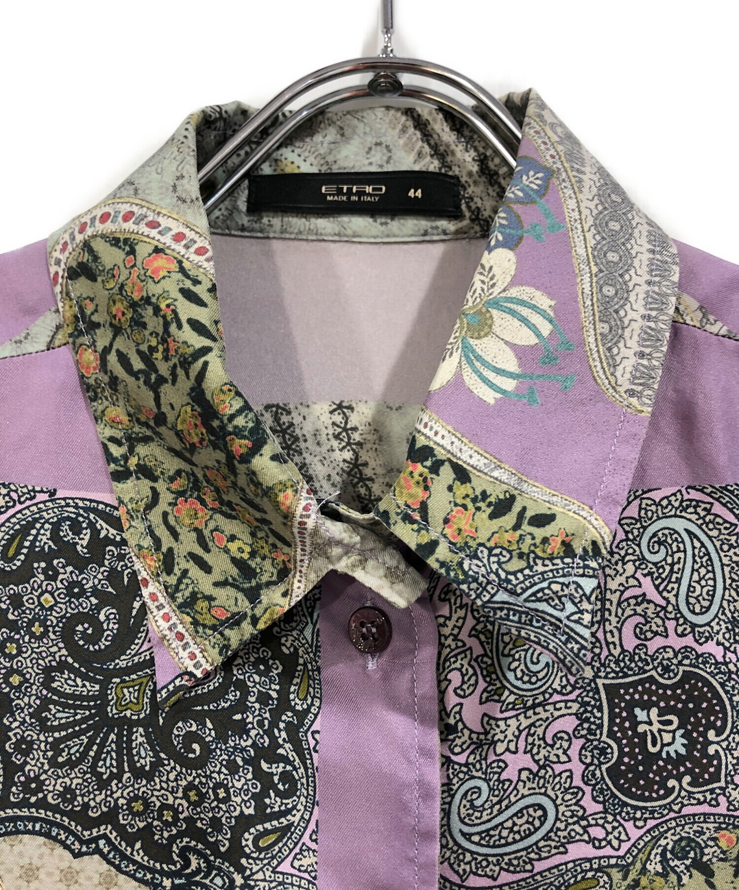 中古・古着通販】ETRO (エトロ) 総柄シルクシャツ パープル サイズ