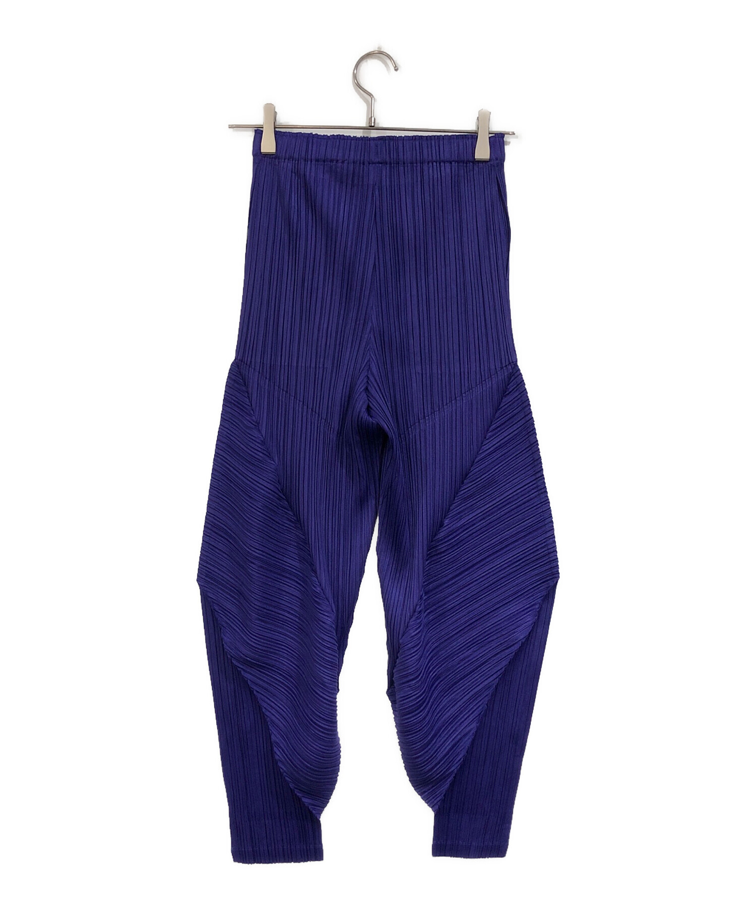 PLEATS PLEASE ネイビー プリーツパンツ　サイズ3 中古・古着通販】PLEATS PLEASE (プリーツプリーズ) 変形デザイン