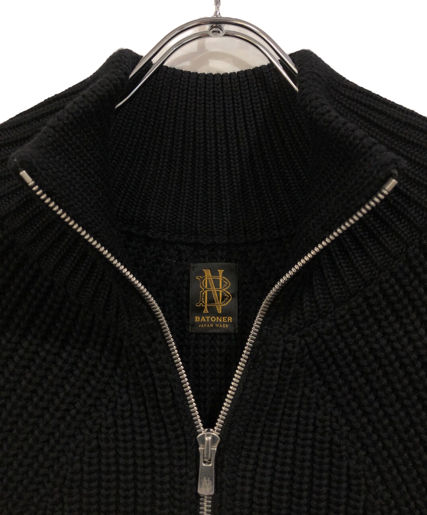 中古・古着通販】BATONER (バトナ―) SIGNATURE DRIVERS KNIT ブラック
