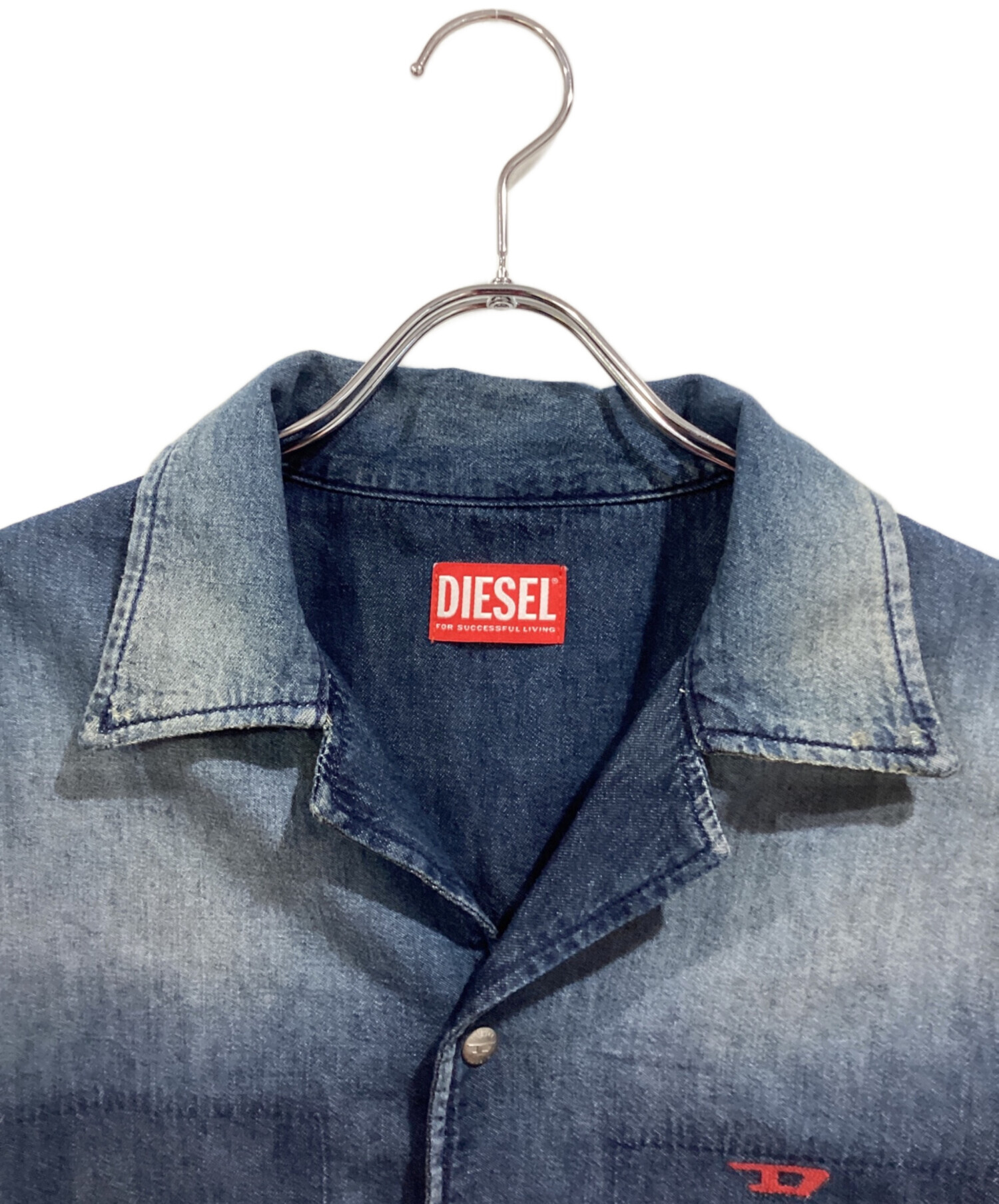 中古・古着通販】DIESEL (ディーゼル) デニムオープンカラーシャツ
