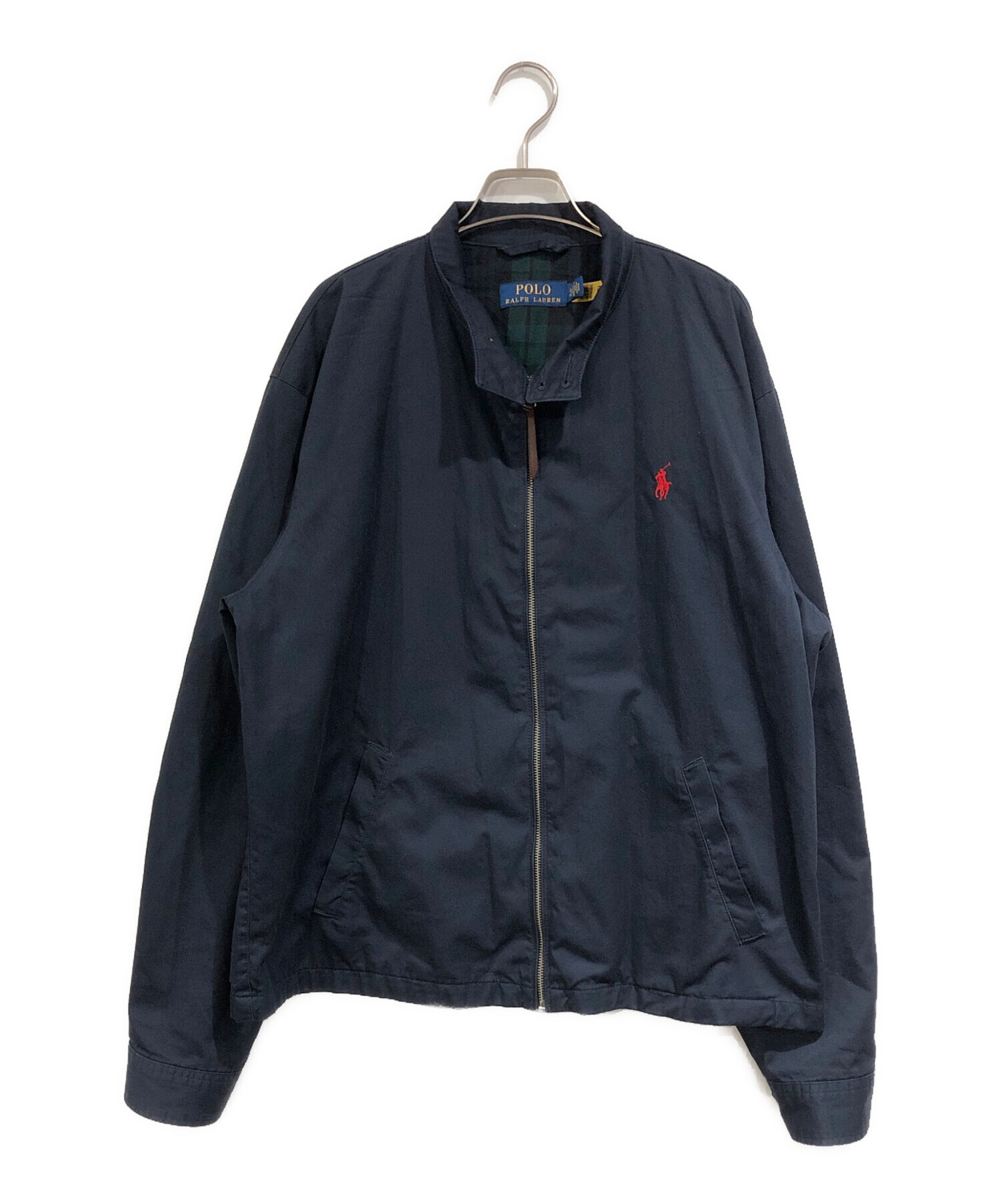 ポロラルフローレン スイングトップ 黒 S 裏地チェック 古着ブルゾン 中古・古着通販】POLO RALPH LAUREN (ポロ・ラルフローレン) 裏地