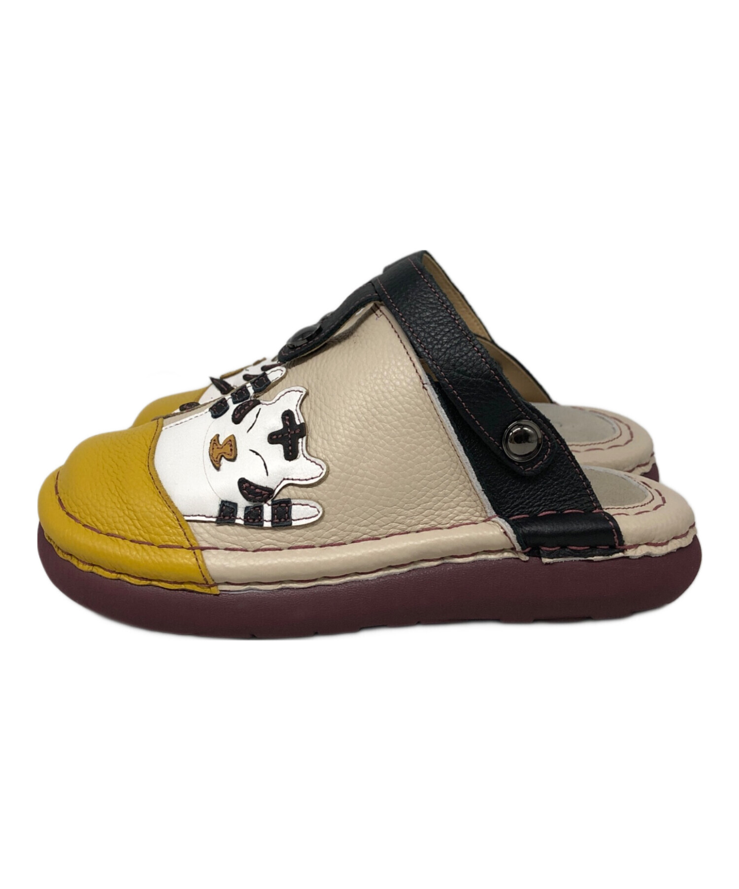 Estacion 猫モチーフ レザー ストラップシューズ 中古・古着通販】ESTACION (エスタシオン) ネコモチーフ2way本革サボ
