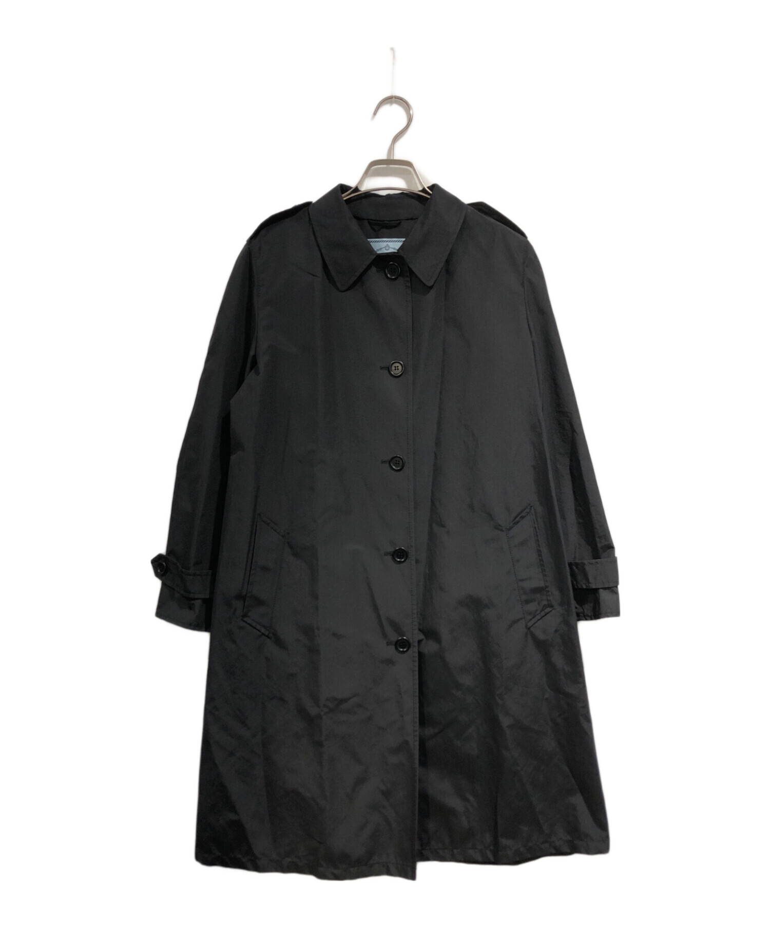 PRADA ロングトレンチコート レザータグ 中古・古着通販】PRADA (プラダ) トレンチコート ネイビー サイズ:SIZE