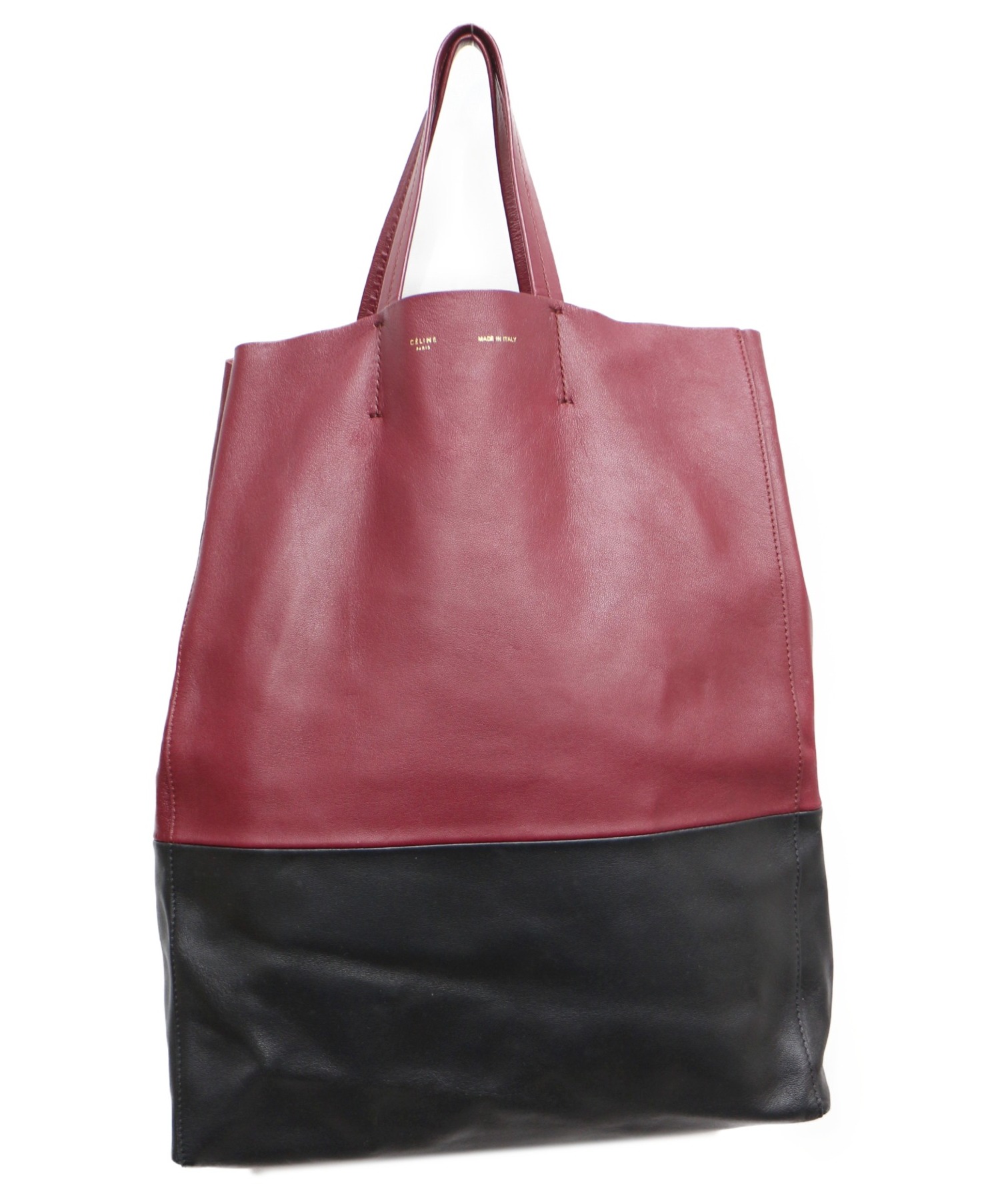 中古・古着通販】CELINE (セリーヌ) 縦型バイカラートート ボルドー 