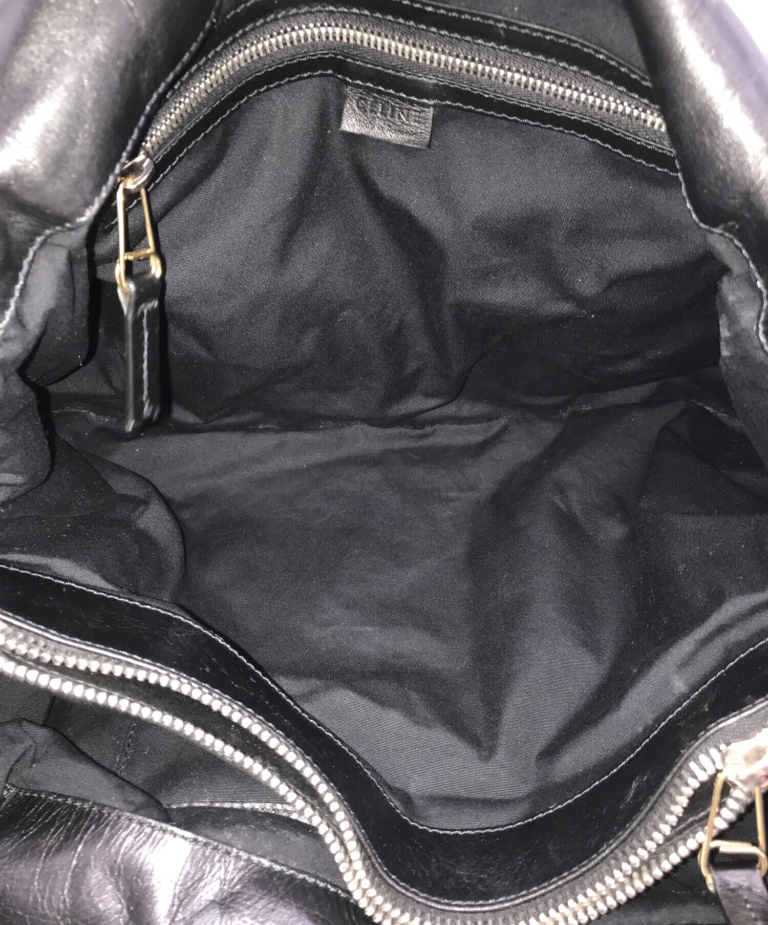 CELINE レザートートバッグ 中古・古着通販】CELINE (セリーヌ) レザートートバッグ ブラック