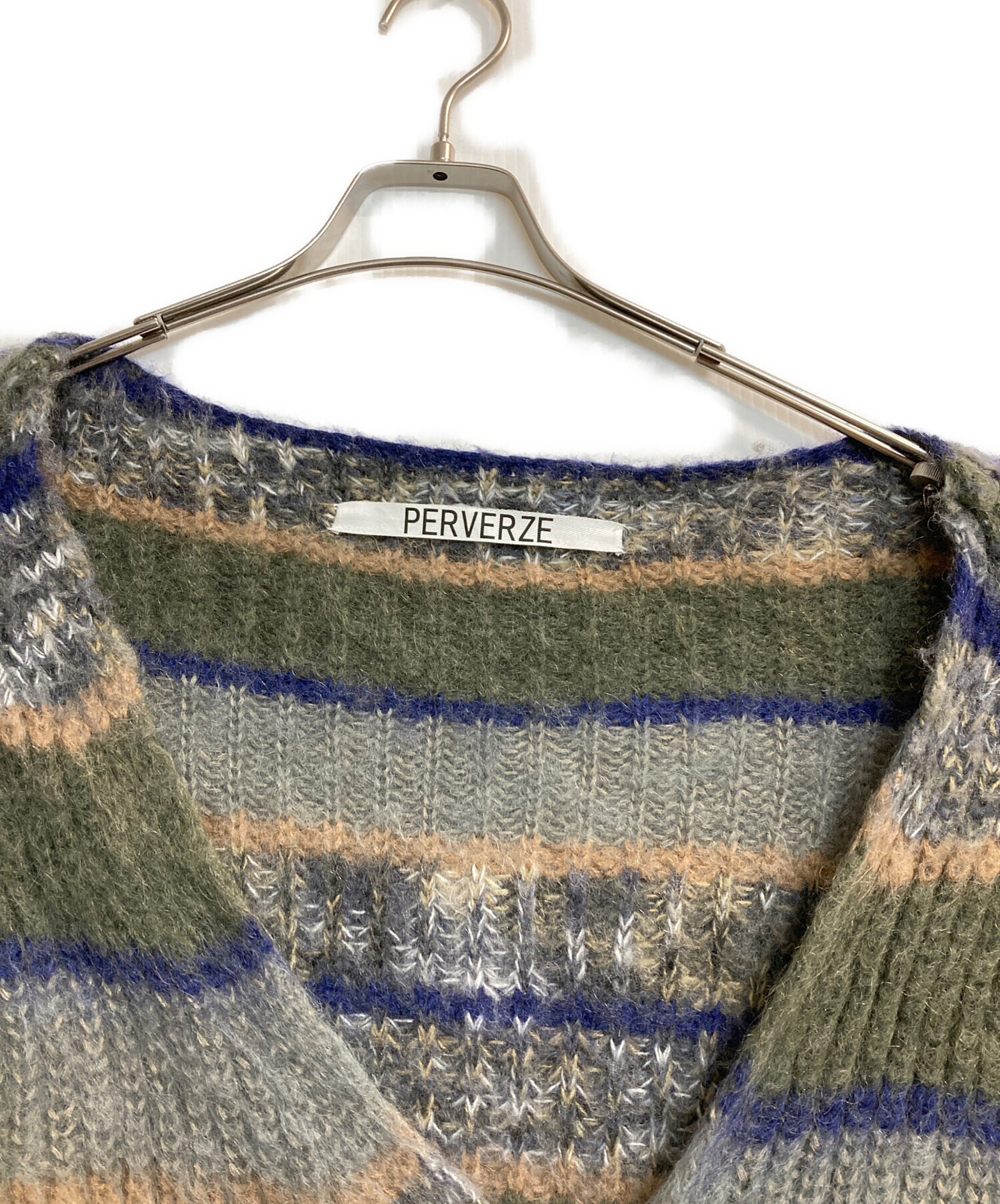 中古・古着通販】PERVERZE (パーバーズ) Stripe Mohair Wide Cardigan