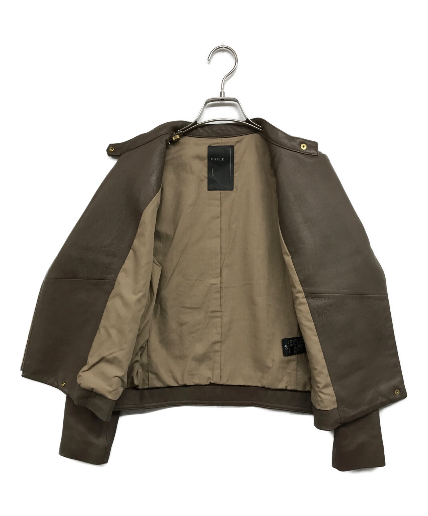 中古・古着通販】Noble (ノーブル) レザーノーカラージャケット 中古・古着通販】Noble (ノーブル) レザーノーカラージャケット