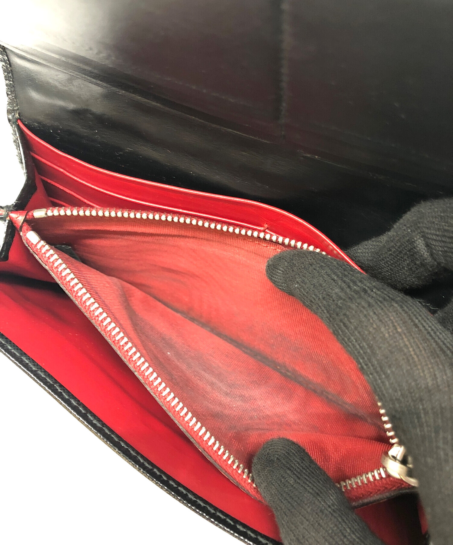 PRADA スタッズ付き ブラック長財布 中古・古着通販】PRADA (プラダ) スタッズウォレット ブラック