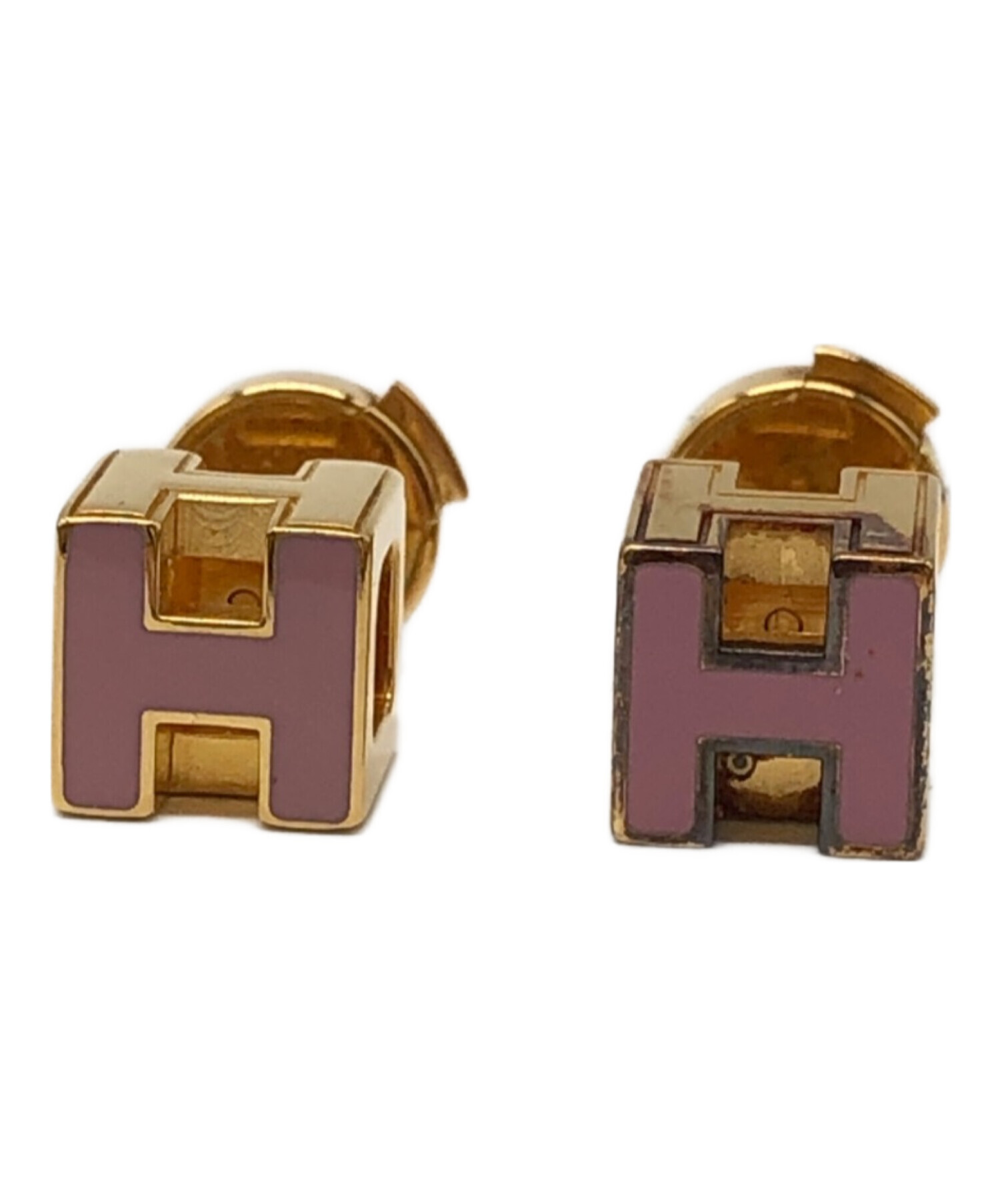 HERMES エルメス Ｈキューブピアス　ピンク HERMES エルメス Hキューブピアスピンク