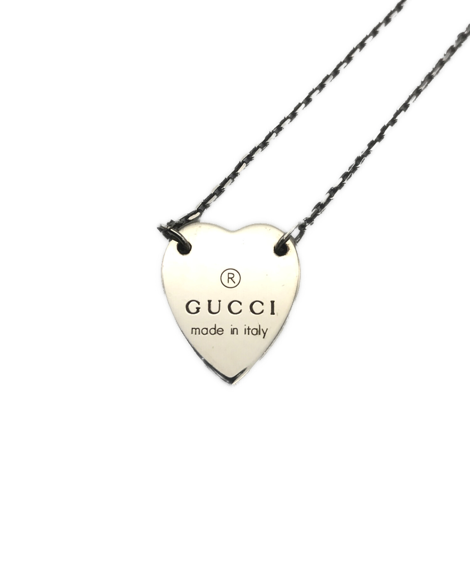 中古・古着通販】GUCCI (グッチ) ハートチャームネックレス シルバー