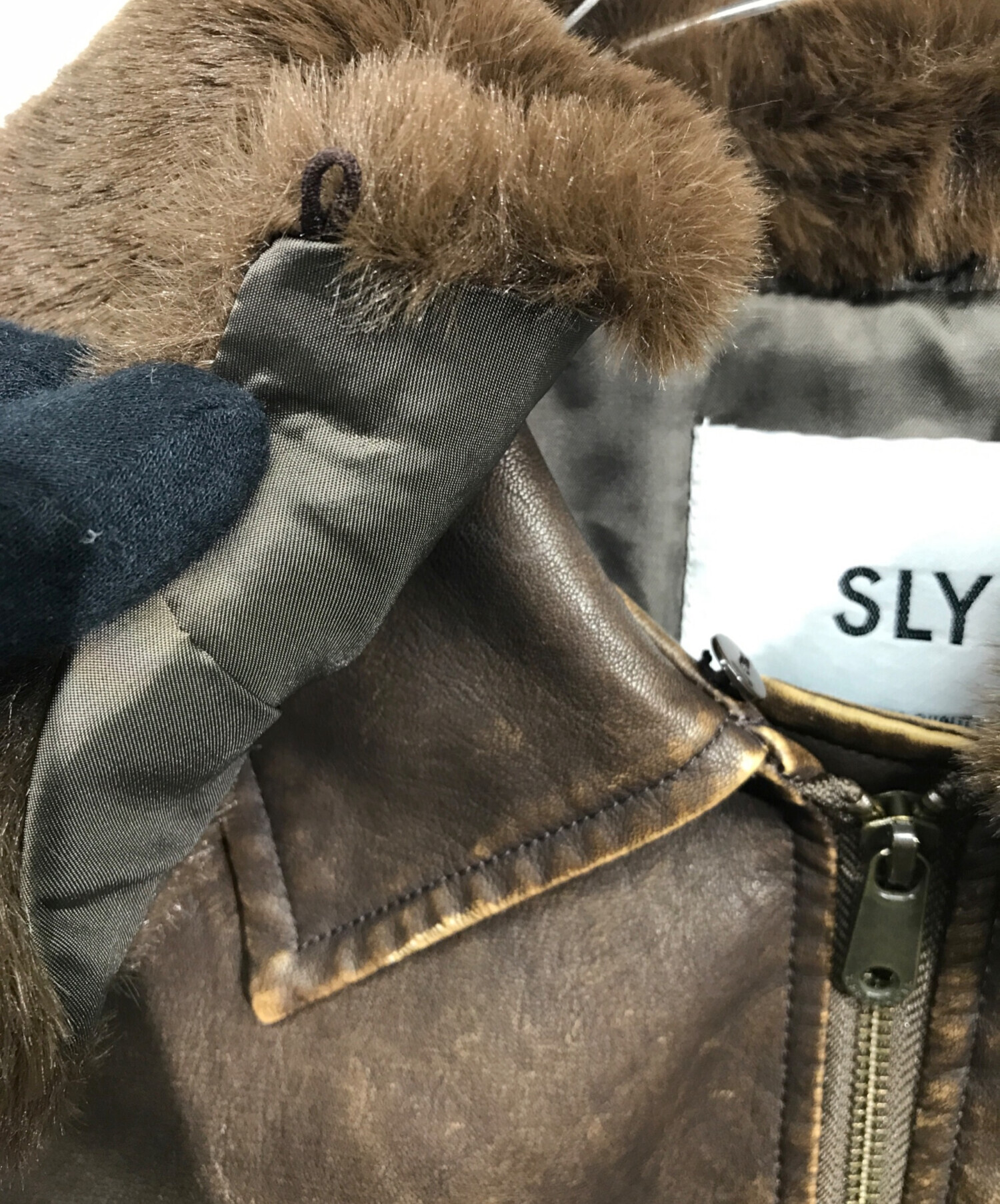 SLY ブラウン レザージャケット フリーサイズ レザージャケット フリーサイズ SLY ブラウン レザージャケット