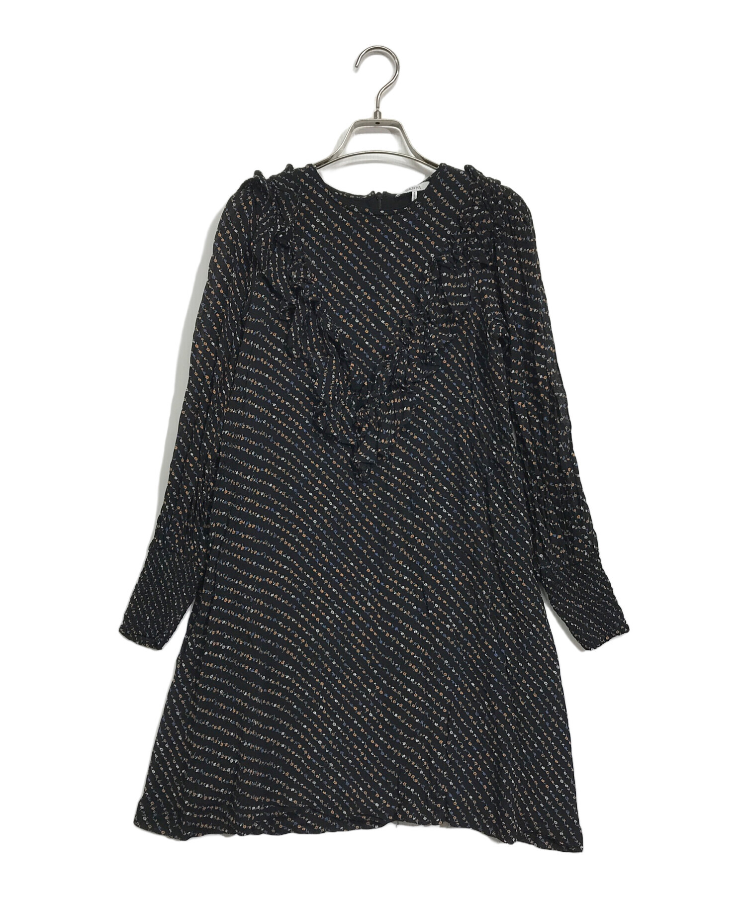 中古・古着通販】GANNI (ガニー) 花柄ブリルミニワンピ ブラック