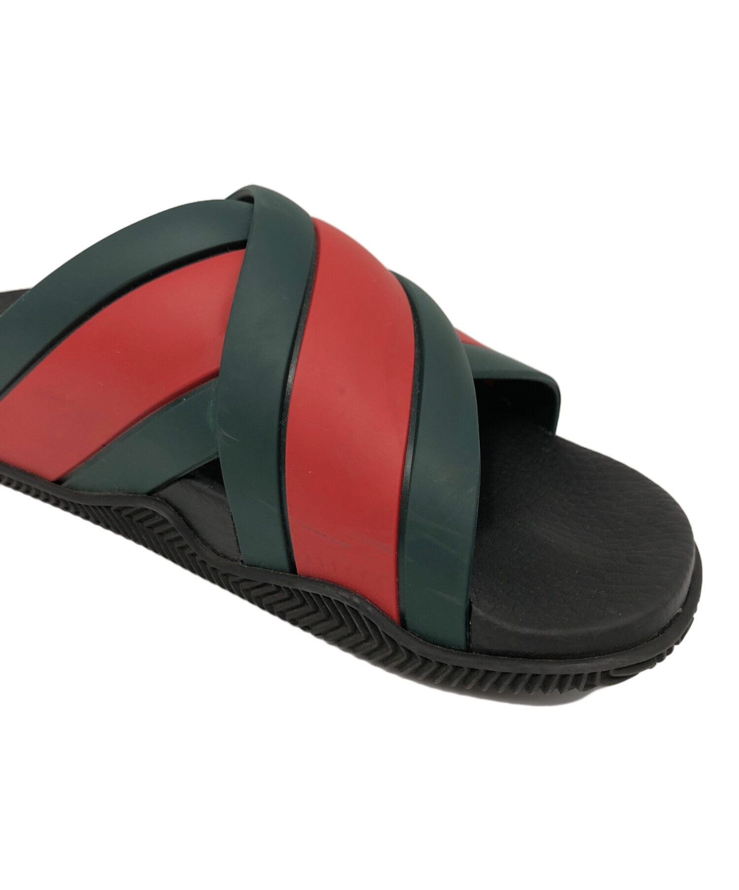 未使用|グッチ|スライドサンダル|ウェッジソール|黒|i1608 中古・古着通販】GUCCI (グッチ) ウェブスライドサンダル ブラック