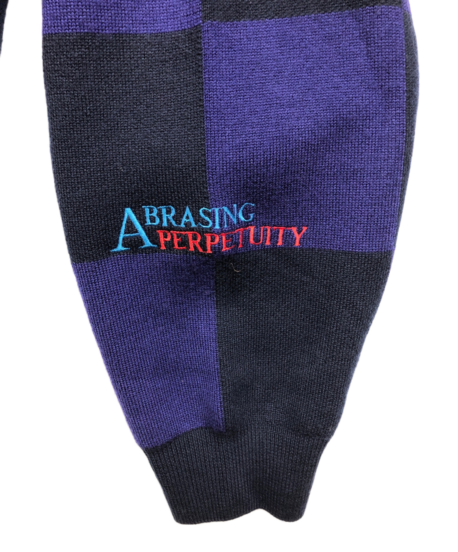 『ラフシモンズ×フレッドペリー』　カーディガン　刺繍　イタリア製　紺　【S】 Fred Perry x Raf Simons チェッカー カーディガン | ブルー