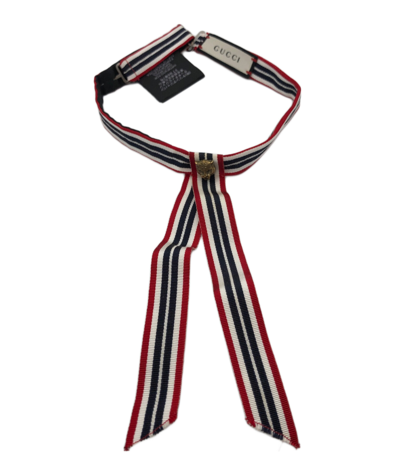 GUCCI リボンタイ　ネイビー レッド GUCCI ネイビー リボンタイ-新色ROPÉ 【A4対応】【通勤】サイドメタル