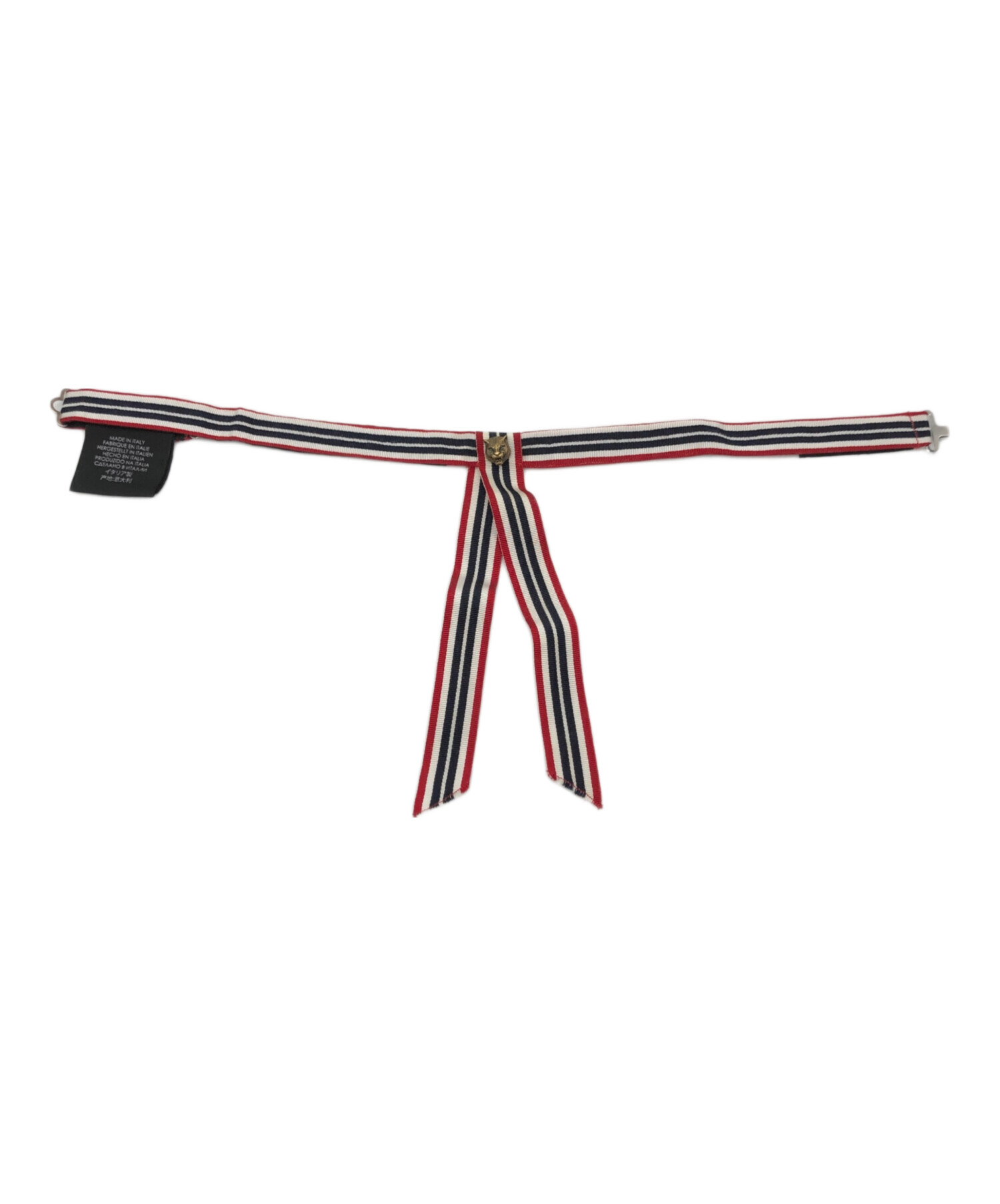 GUCCI リボンタイ　ネイビー レッド GUCCI ネイビー リボンタイ-新色ROPÉ 【A4対応】【通勤】サイドメタル