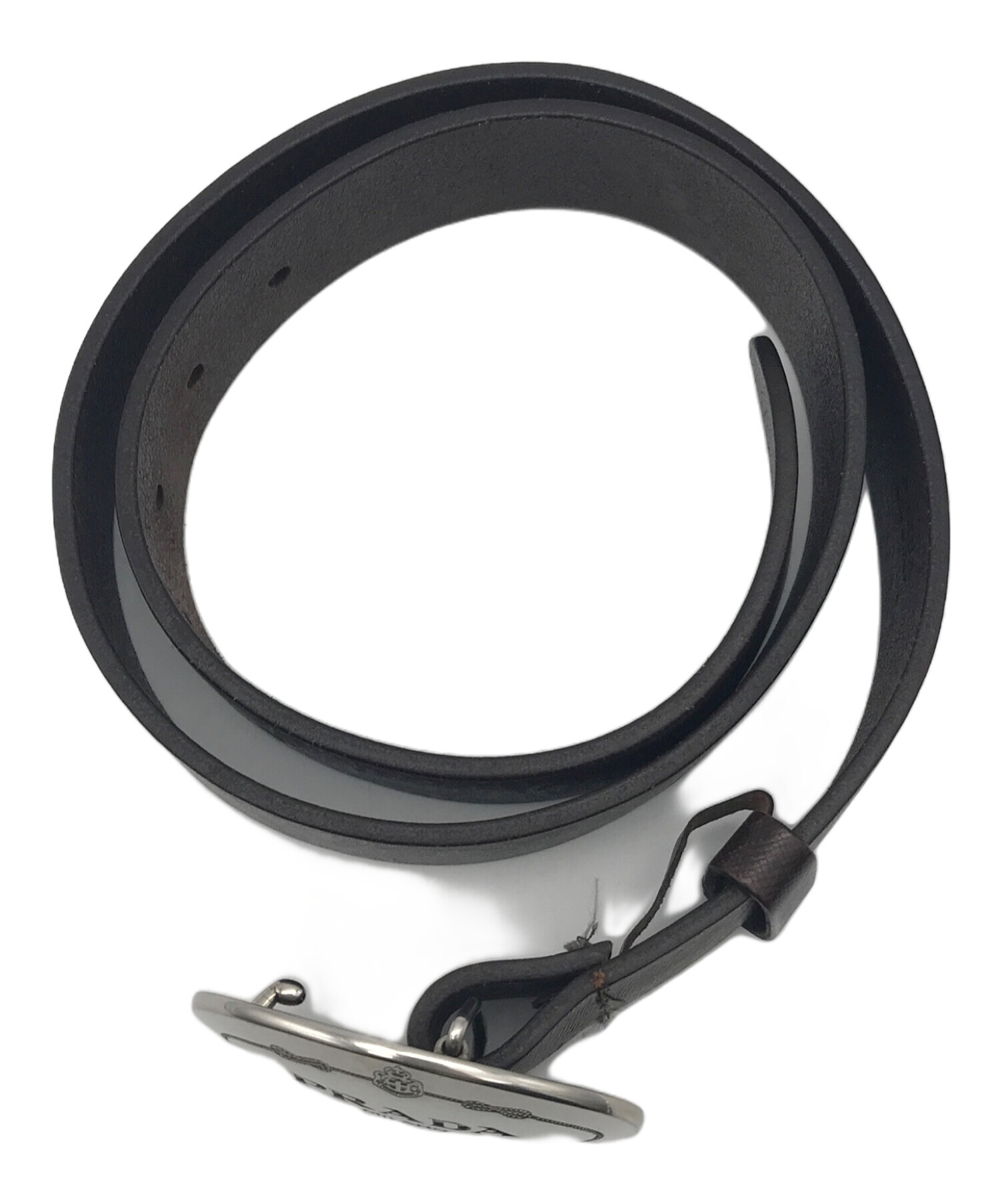 中古・古着通販】PRADA (プラダ) メタルロゴプレートレザーベルト  