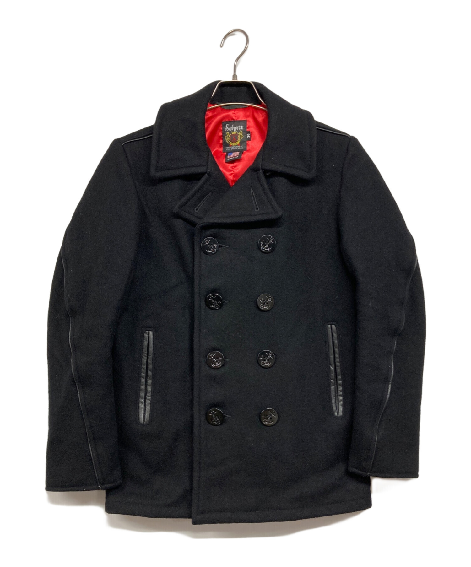 中古・古着通販】Schott (ショット) メルトンPコート ブラック サイズ