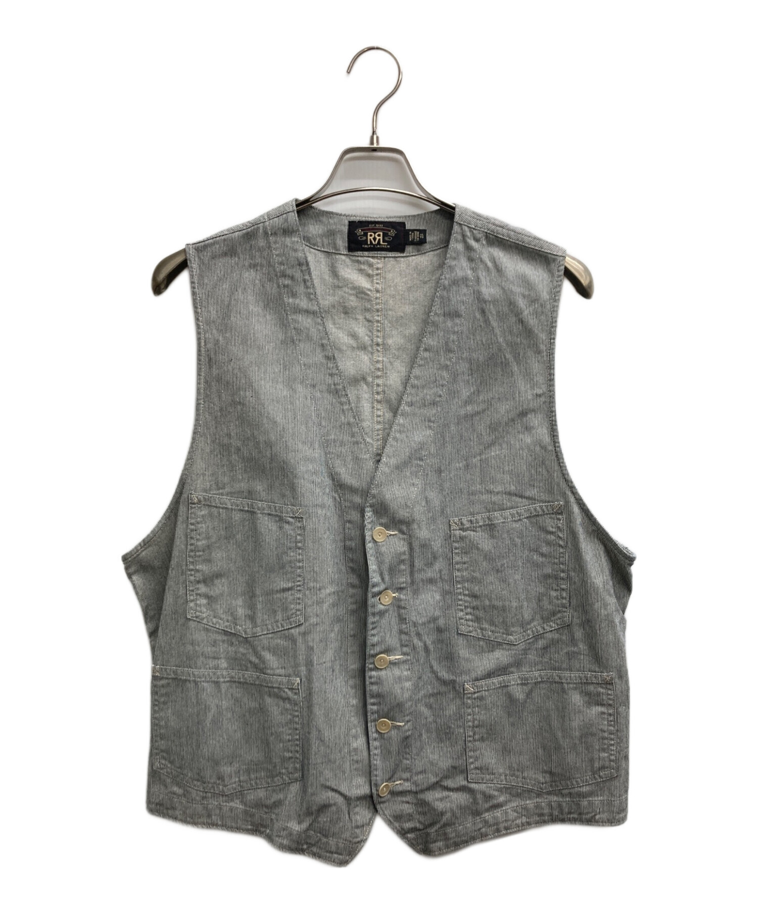 ✨大人気✨ RRL ダブルアールエル ヴィンテージ加工　ベスト 中古・古着通販】RRL (ダブルアールエル) コットンワークベスト ブルー