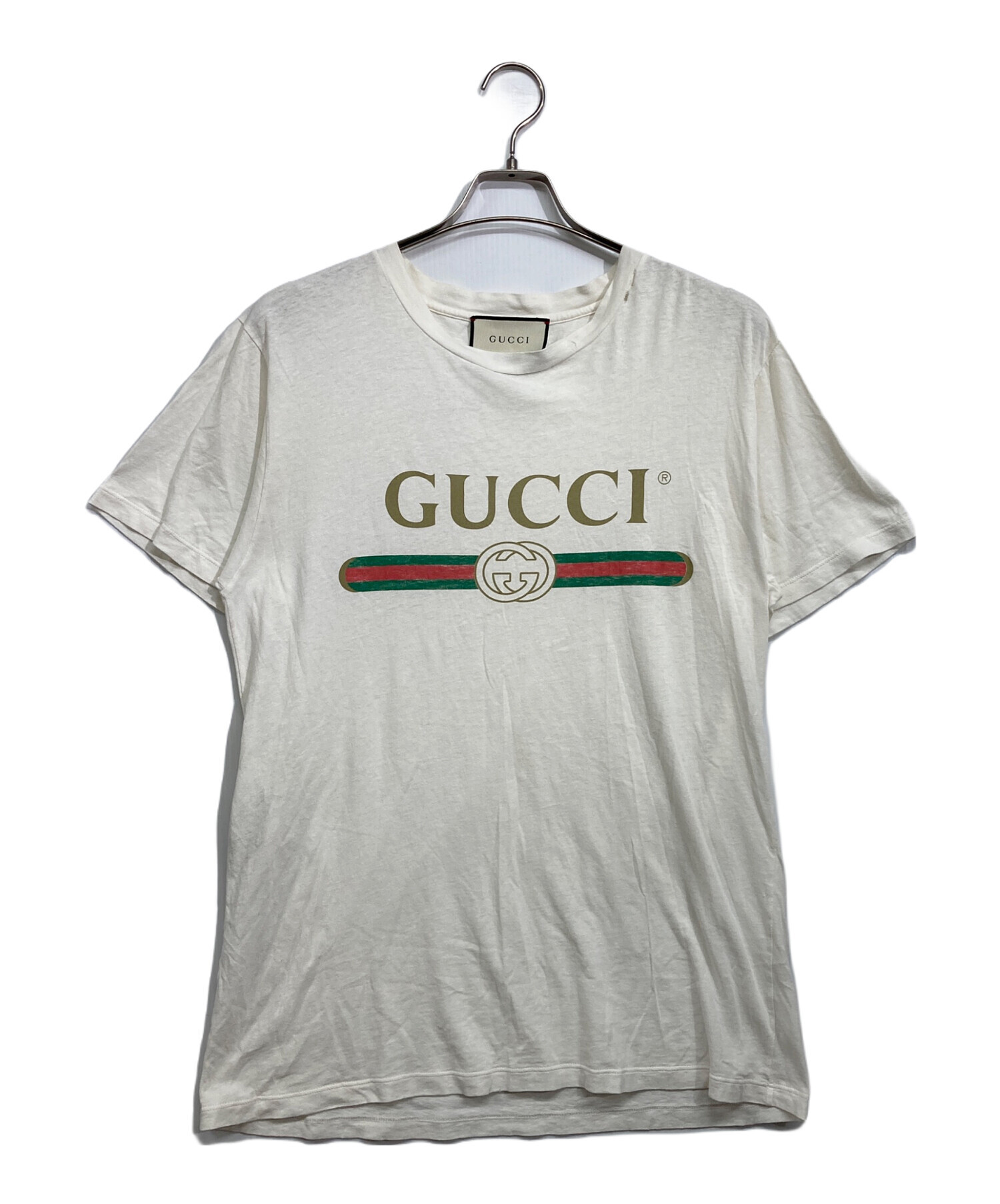 中古・古着通販】GUCCI (グッチ) ロゴプリントtシャツ ホワイト サイズ
