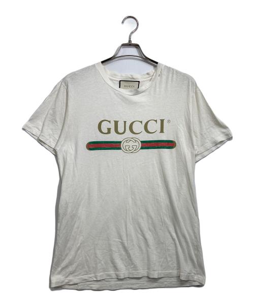 中古・古着通販】GUCCI (グッチ) ロゴプリントtシャツ ホワイト サイズ